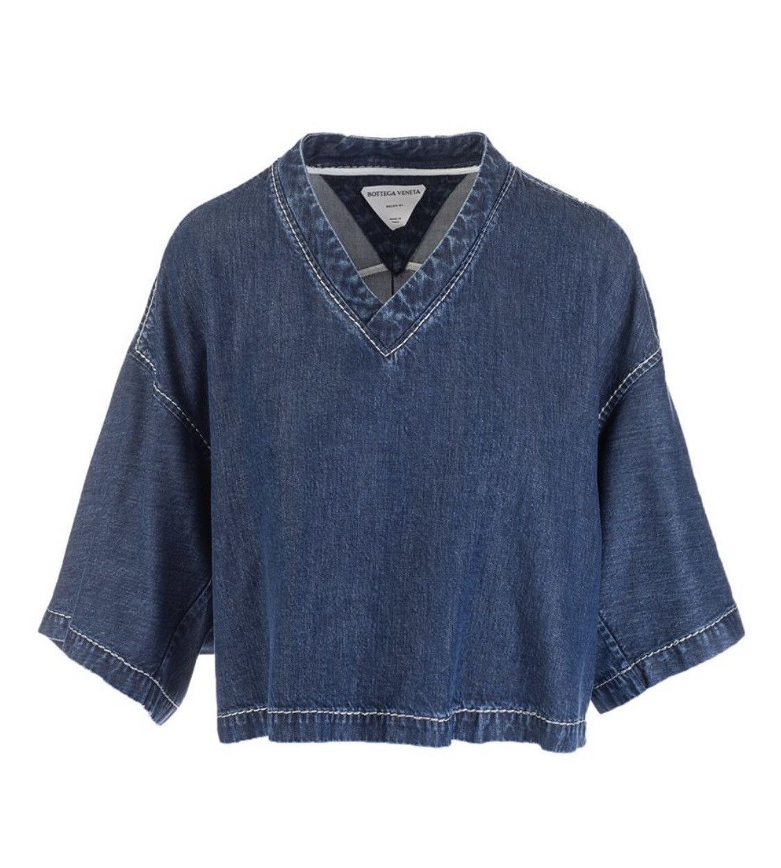 Bottega Veneta V-neck Denim Crop Top