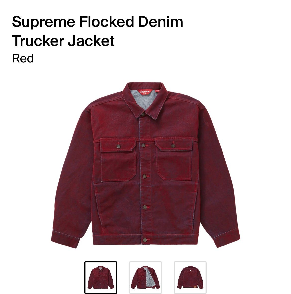 Supreme Flocked Denim Trucker Jacket Red - Novelship