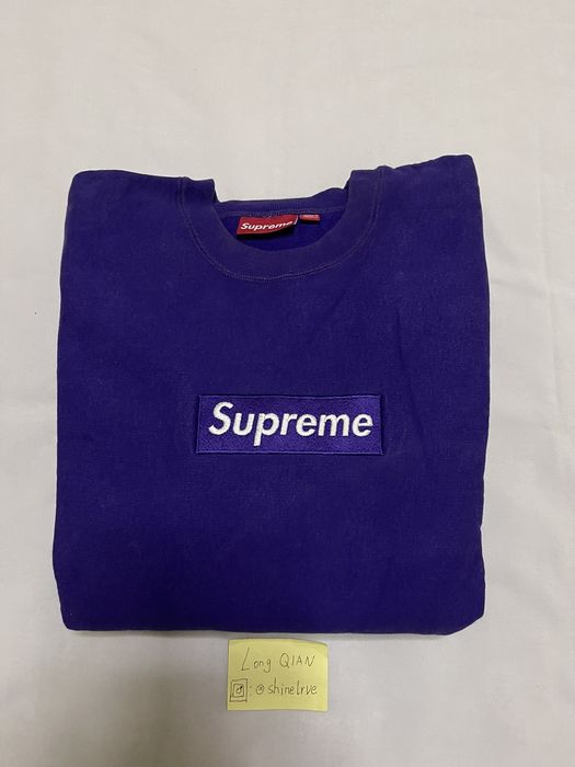 Supreme purple on purple box best sale logo crewneck