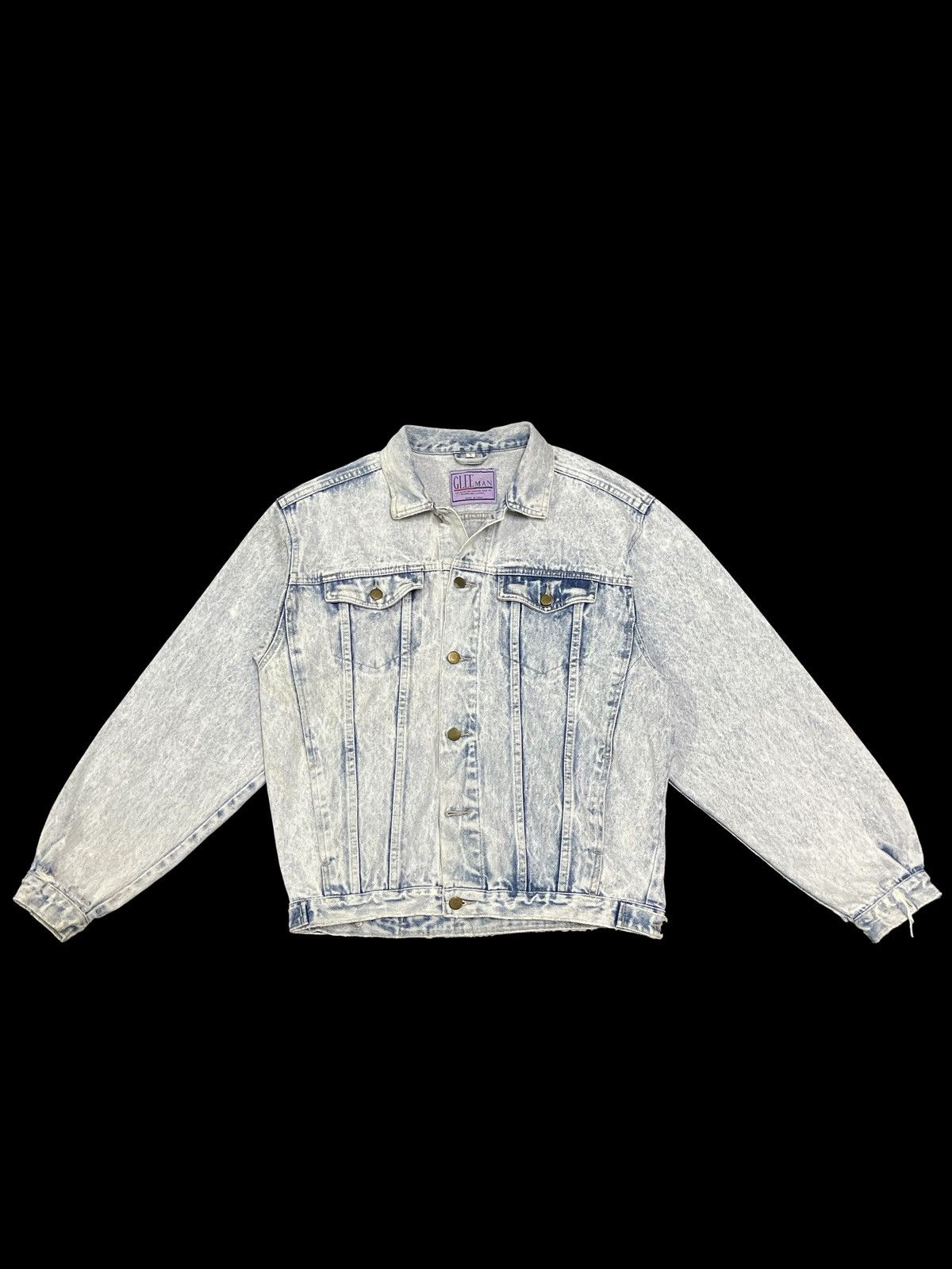 image of Vintage 90's Acid Wash Style Denim Jacket in Blue, Men's (Size Medium)