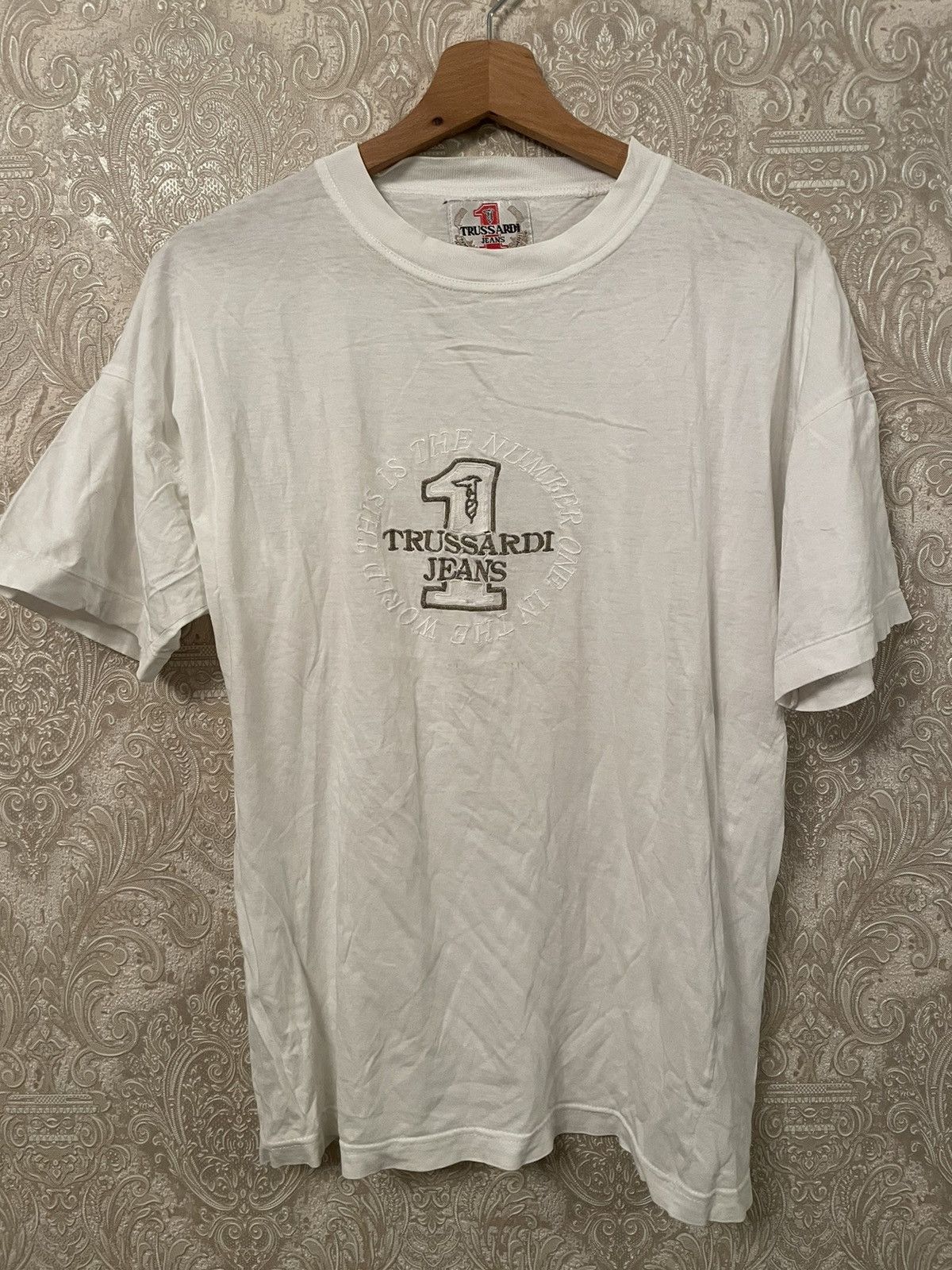 Vintage 90s Trussardi Maglie Big Chest Logo Spell Out tee