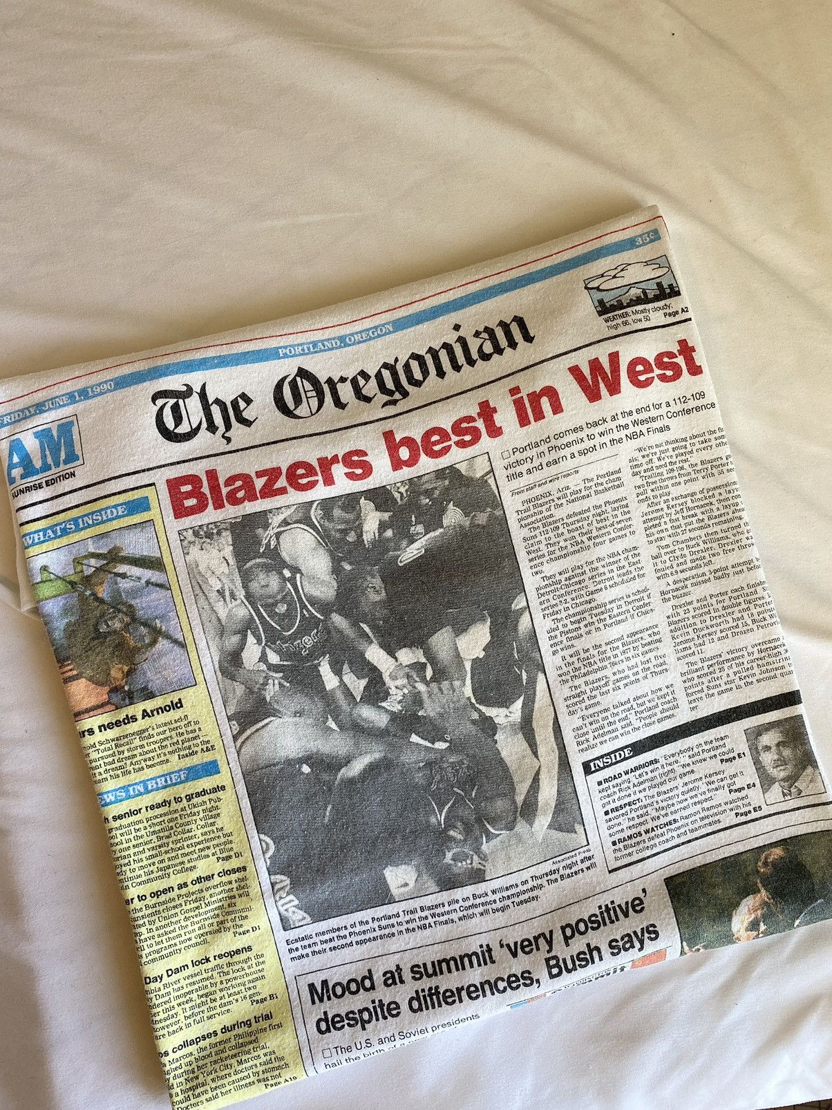 1990 Portland Trailblazers Newspaper Tee