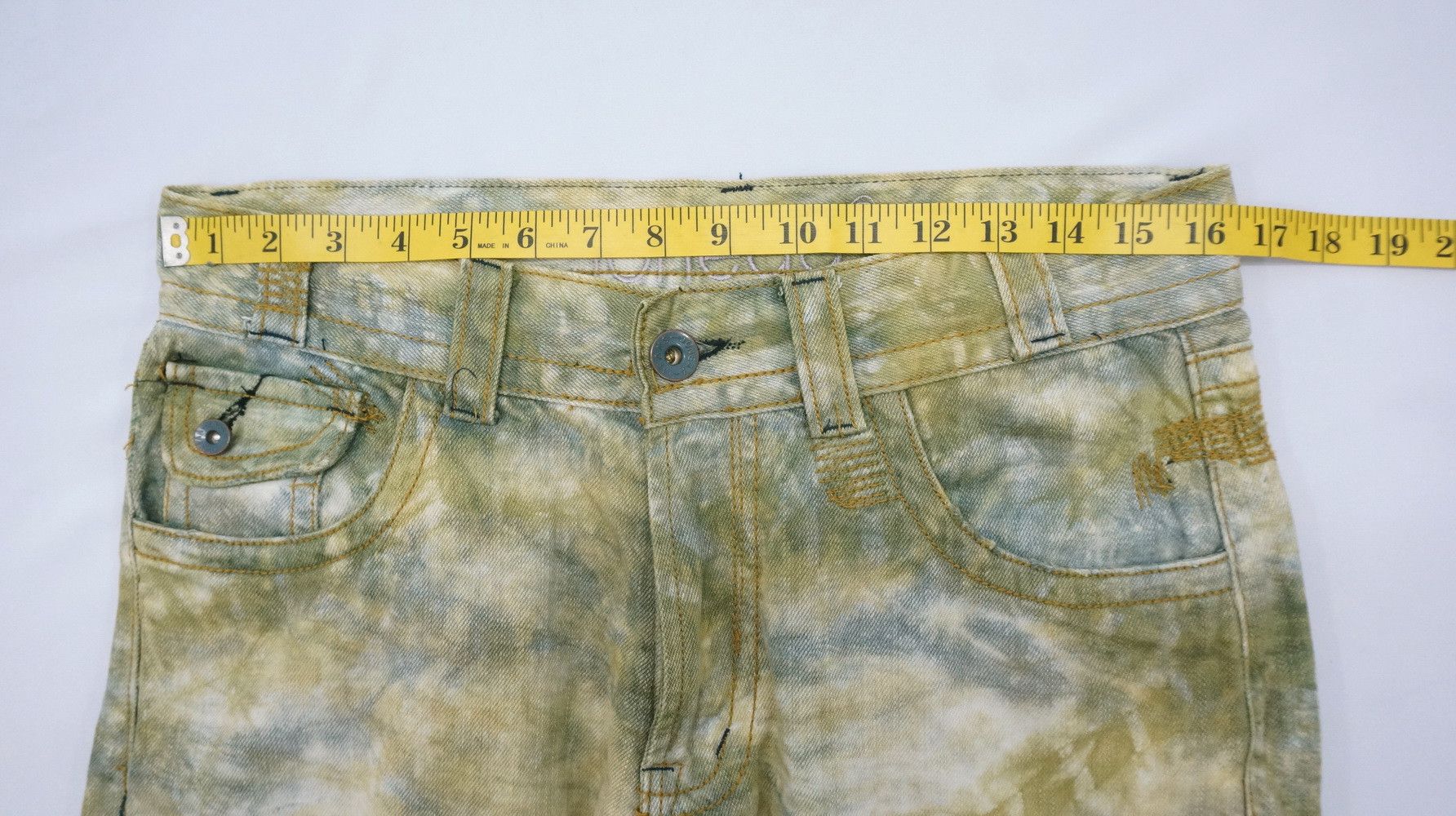 Japanese Brand Rare Japanese Brand JONEAA Tie Dye Camo Short Rise Jeans Size US 31 - 15 Thumbnail