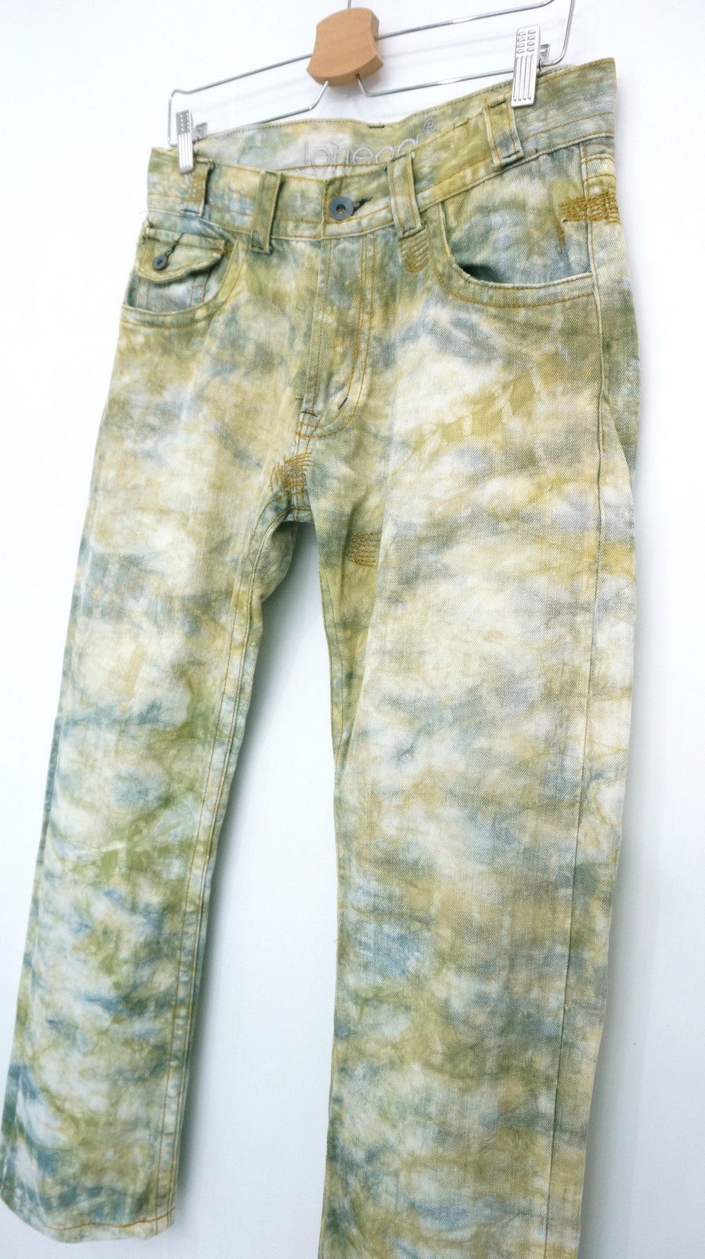 Japanese Brand Rare Japanese Brand JONEAA Tie Dye Camo Short Rise Jeans Size US 31 - 2 Thumbnail