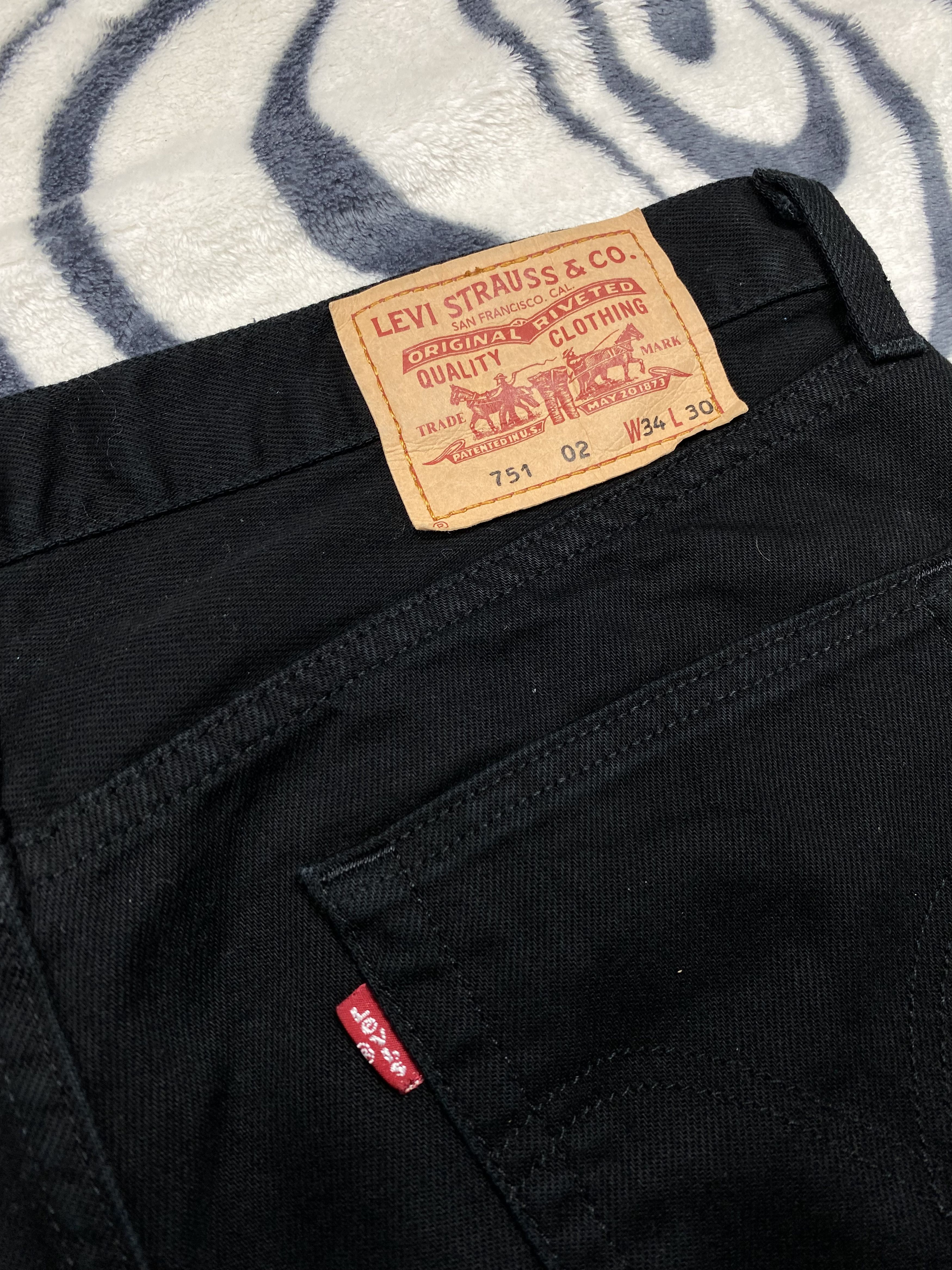 Levi's Levis 751 Vintage Mens Black Denim Pants Jeans Size US 34 / EU 50 - 3 Thumbnail