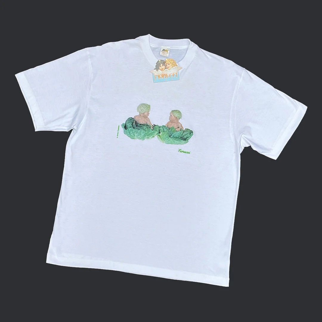 image of Fiorucci X Anne Geddes 90's VTG NWOT Baby Cherubs Italy Tee in White, Men's (Size Large)