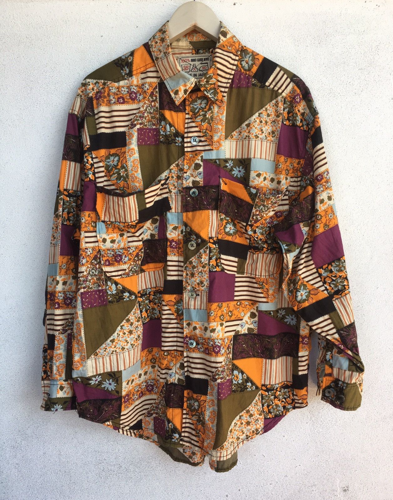 Japanese Brand 100% Avant-Garde News All Overprint Patchwork Design Size US XL / EU 56 / 4 - 1 Thumbnail