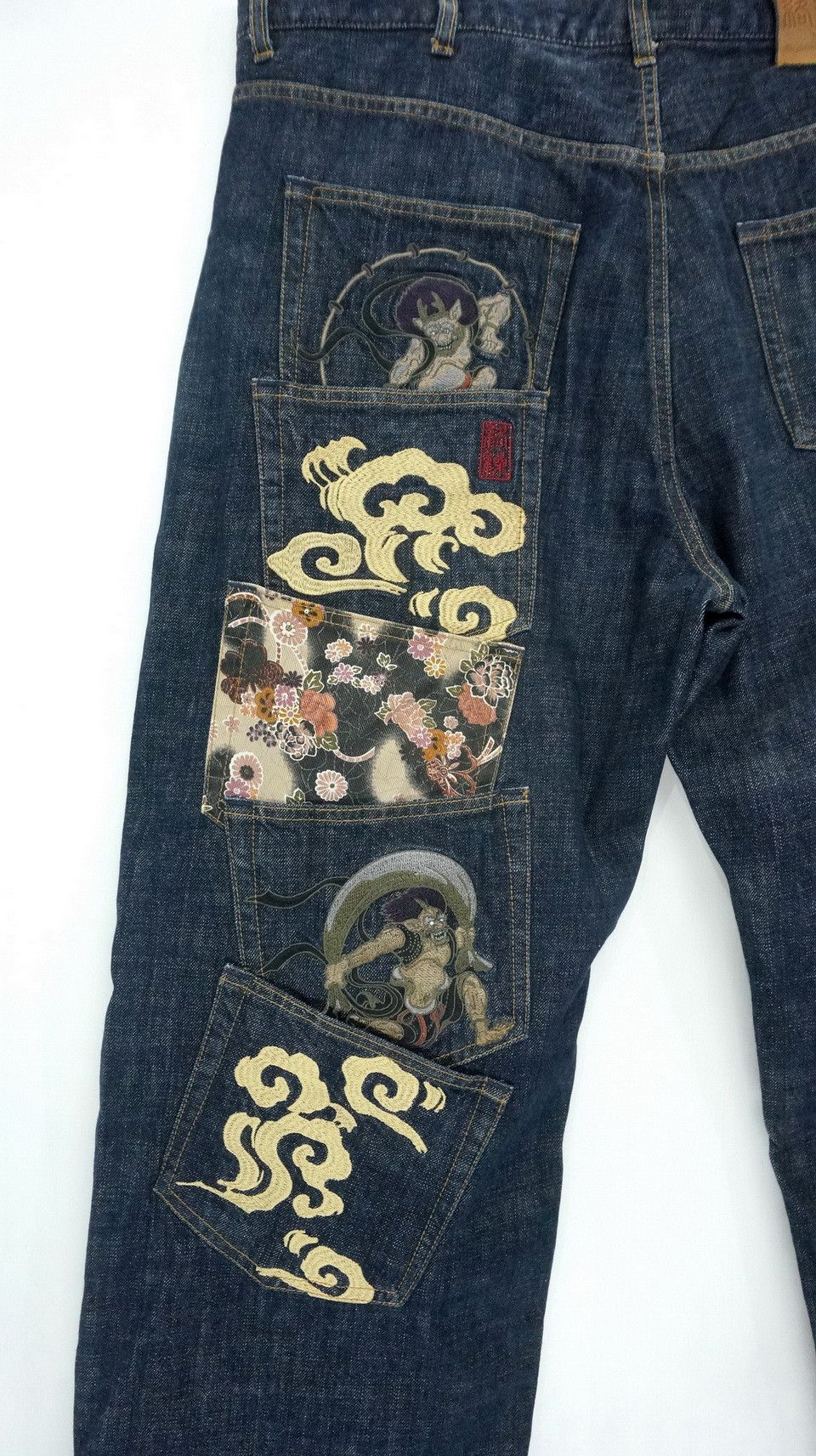 Japanese Brand 🔥 KARAKURI TAMASHII Fujin Raijin Rare Size Denim Size US 43 - 3 Thumbnail