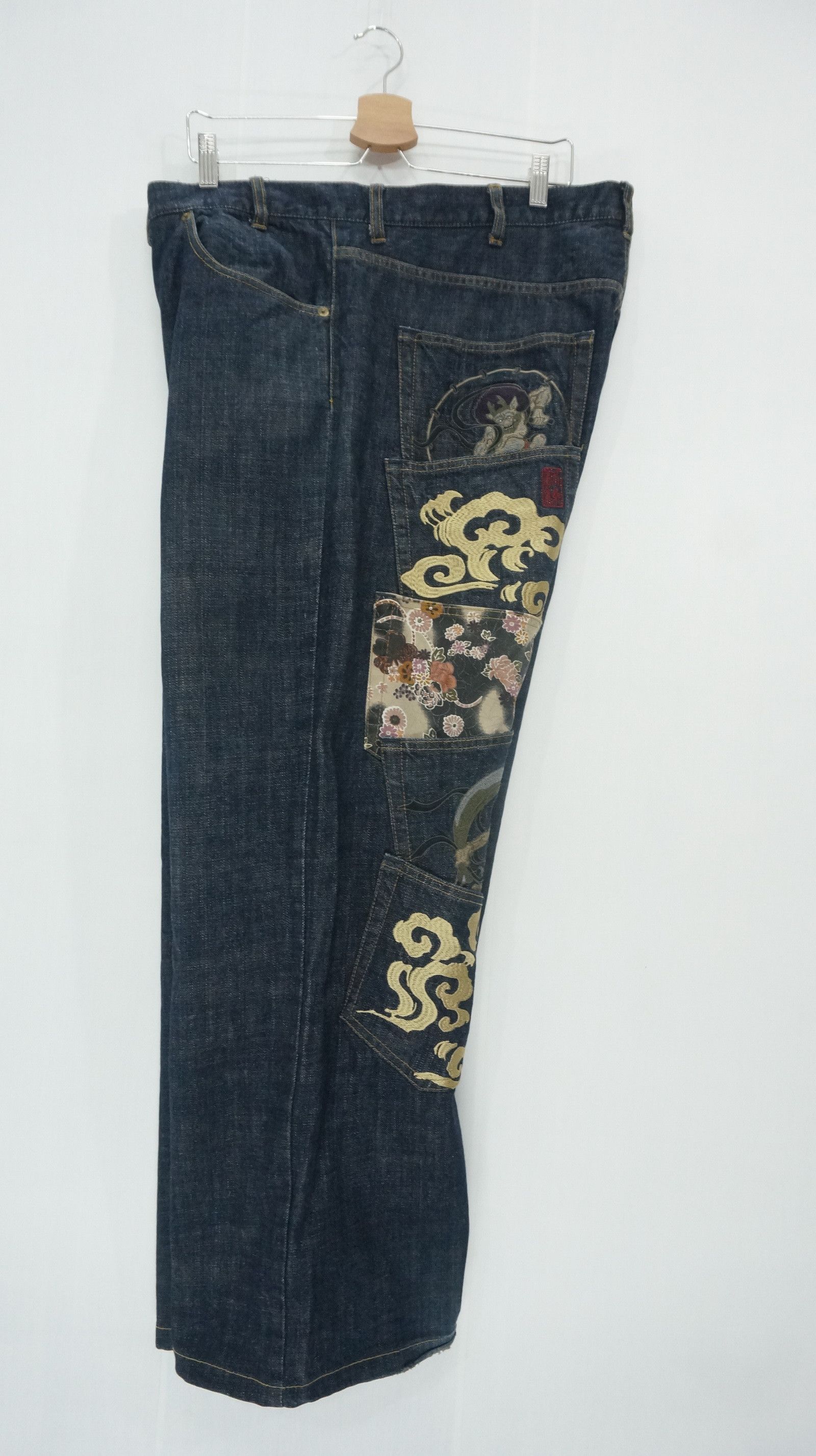Japanese Brand 🔥 KARAKURI TAMASHII Fujin Raijin Rare Size Denim Size US 43 - 12 Thumbnail