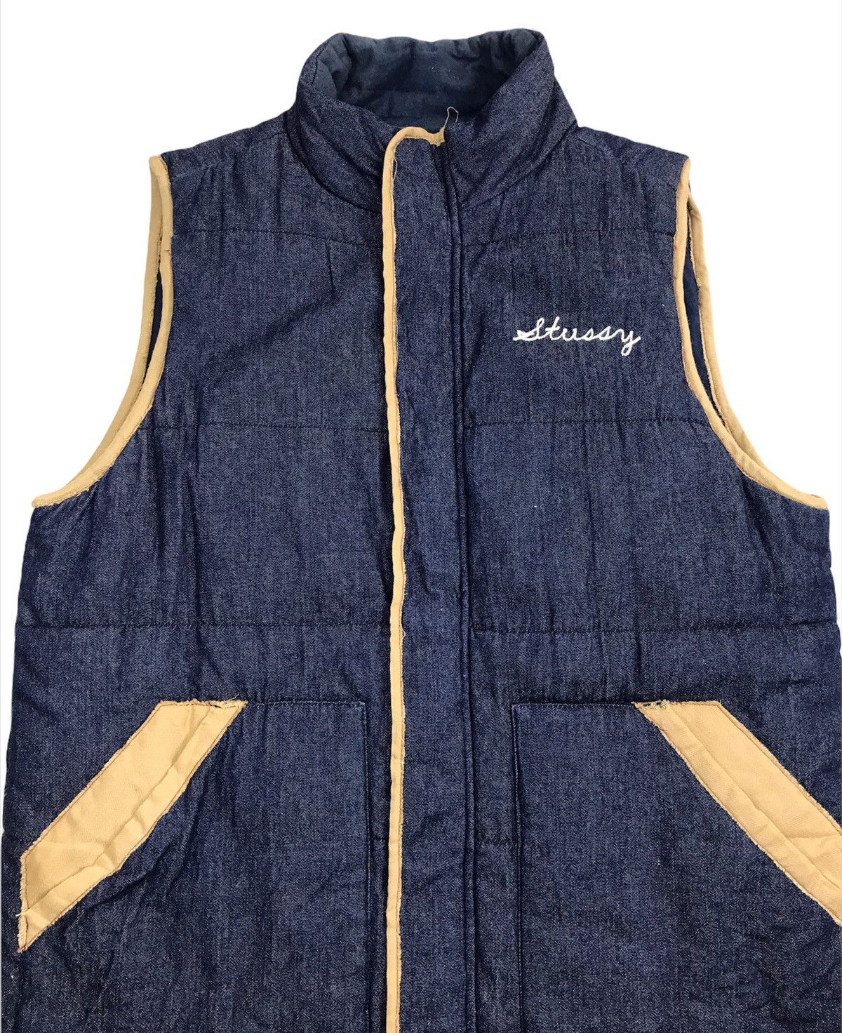 Stussy 🔥Stussy Disstressed Denim Down Sleeveless Jacket Size US M / EU 48-50 / 2 - 2 Thumbnail