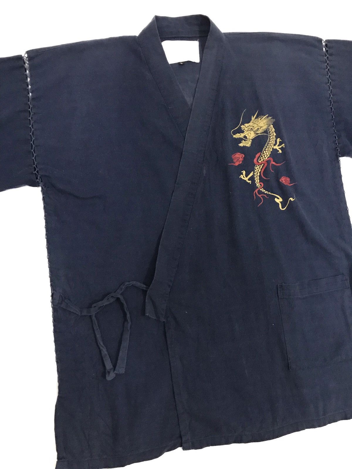 Indigo Antique Indigo Dyed Hemp Noragi Dragon Traditional Kimono Size US M / EU 48-50 / 2 - 5 Thumbnail