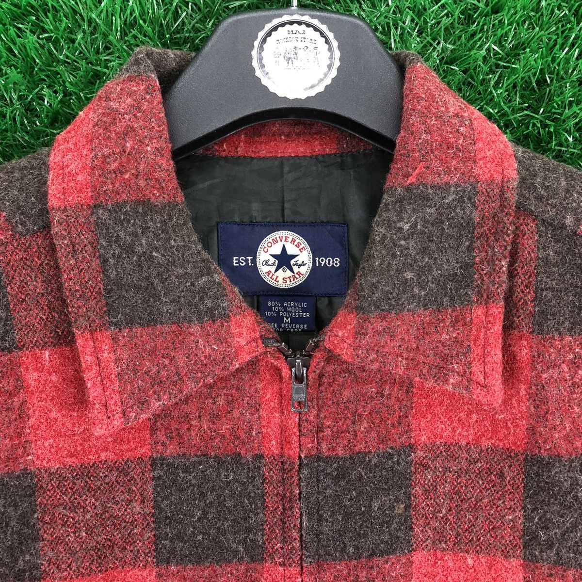 Converse Vintage Converse Wool Zipper Flannel Jacket Checkered Size US L / EU 52-54 / 3 - 8 Thumbnail