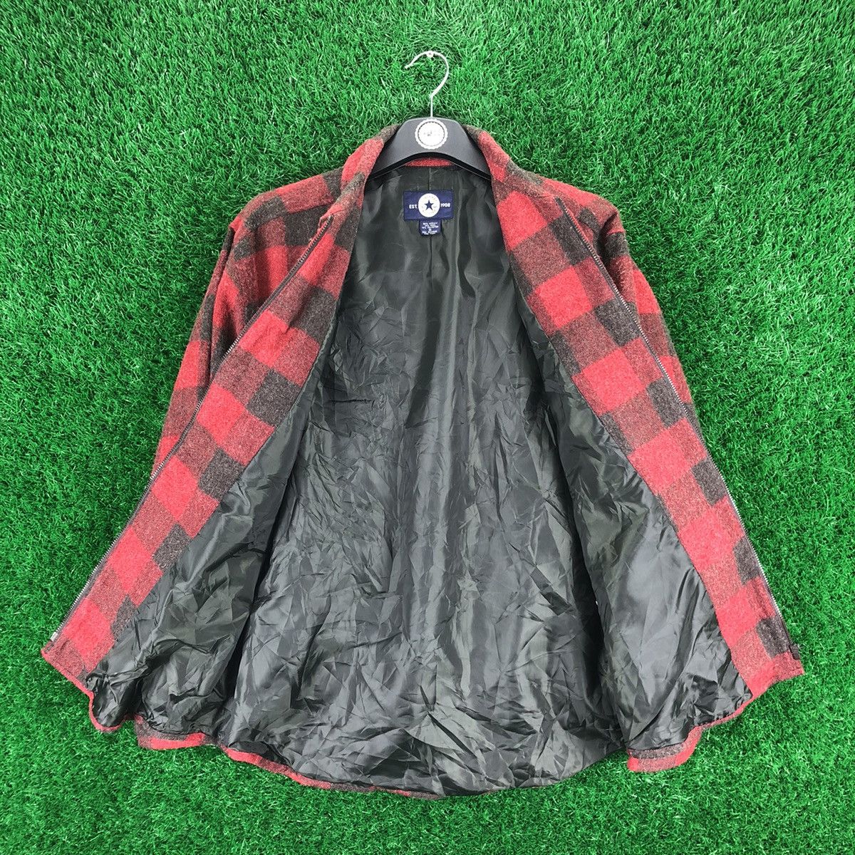 Converse Vintage Converse Wool Zipper Flannel Jacket Checkered Size US L / EU 52-54 / 3 - 7 Thumbnail