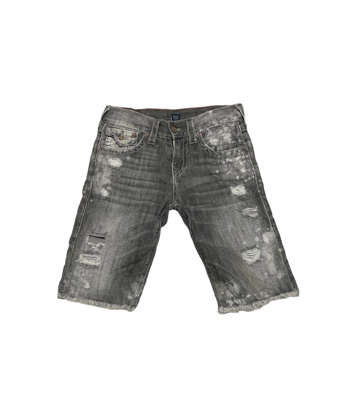 image of Distressed Denim x True Religion Vintage True Religion Faded Black Jeans in Black Denim (Size 29)