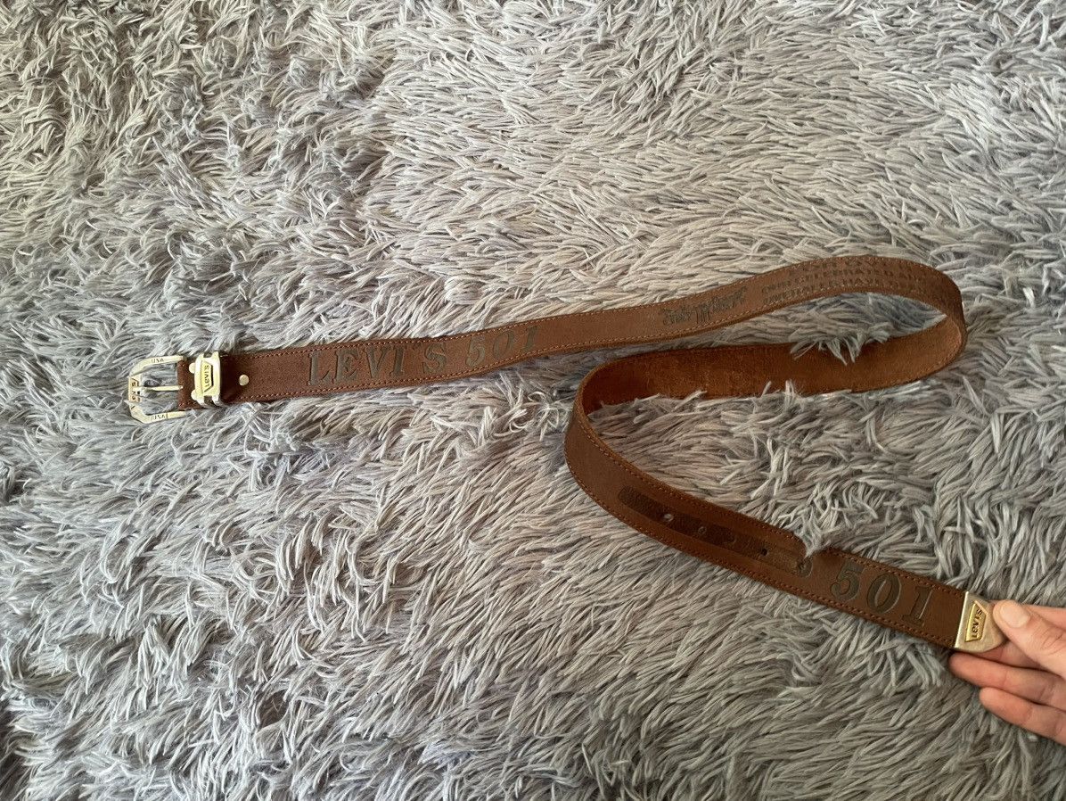 Cowboy Equipment × Levi's × Vintage Levi’s 90s vintage western multi logo leather belt 111cm Size 34 - 1 Thumbnail
