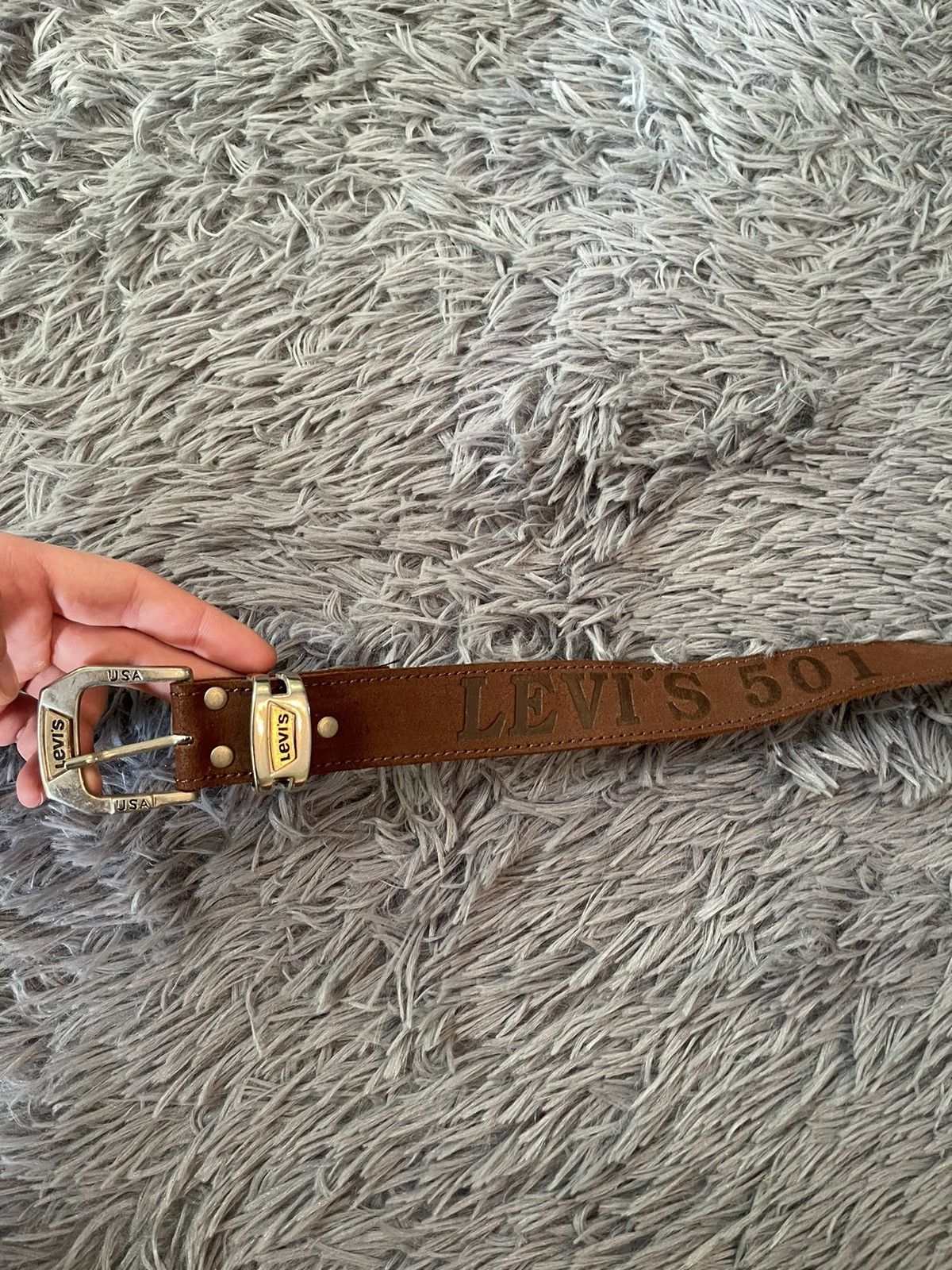 Cowboy Equipment × Levi's × Vintage Levi’s 90s vintage western multi logo leather belt 111cm Size 34 - 3 Thumbnail