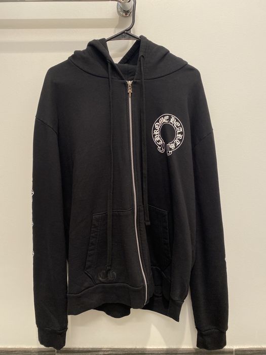 Chrome Hearts Horseshoe Floral Zip Up Hoodie Black