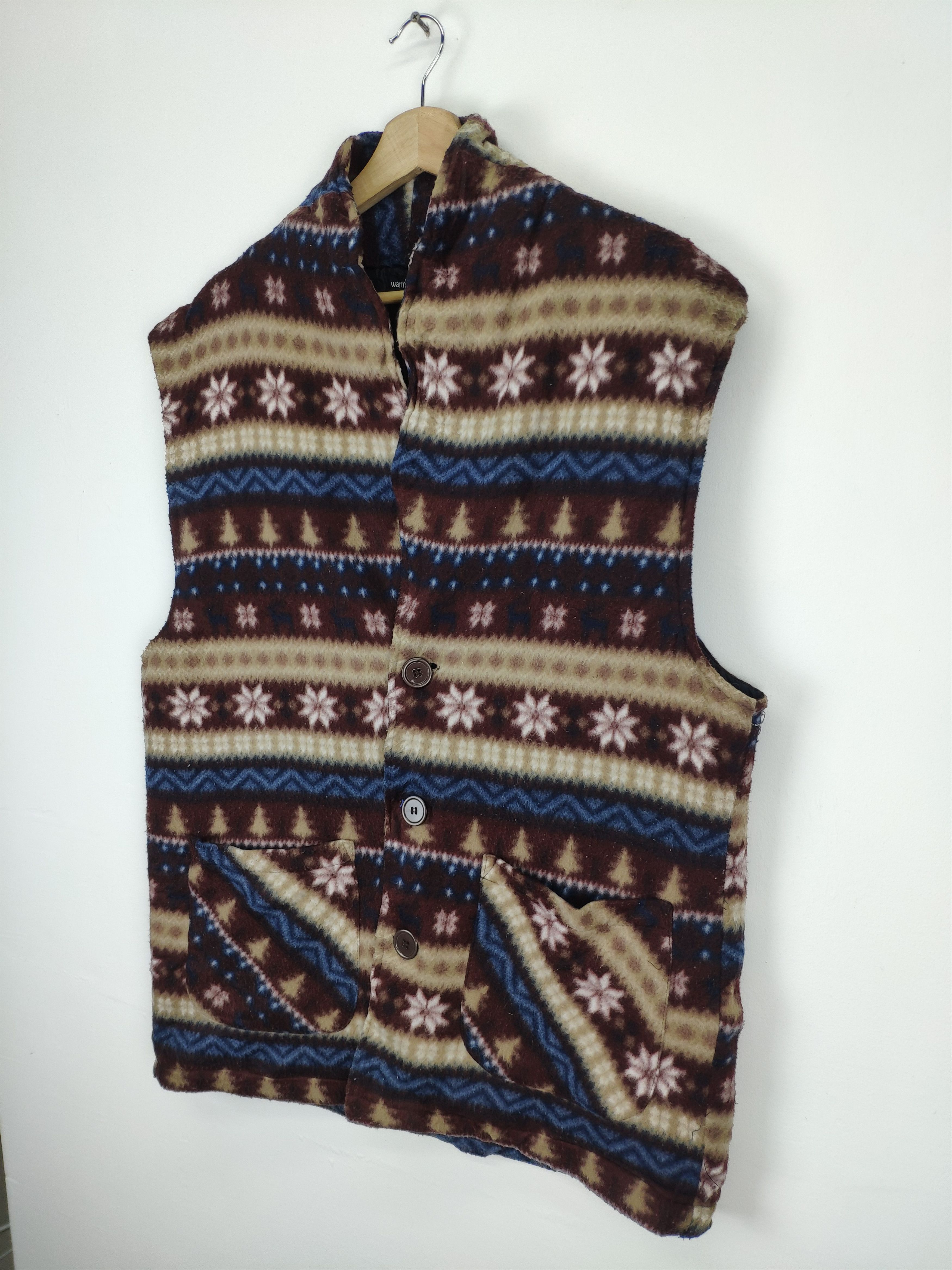 Japanese Brand × Vintage Vintage Fleece Vest Native Navajo Print Size US M / EU 48-50 / 2 - 2 Thumbnail