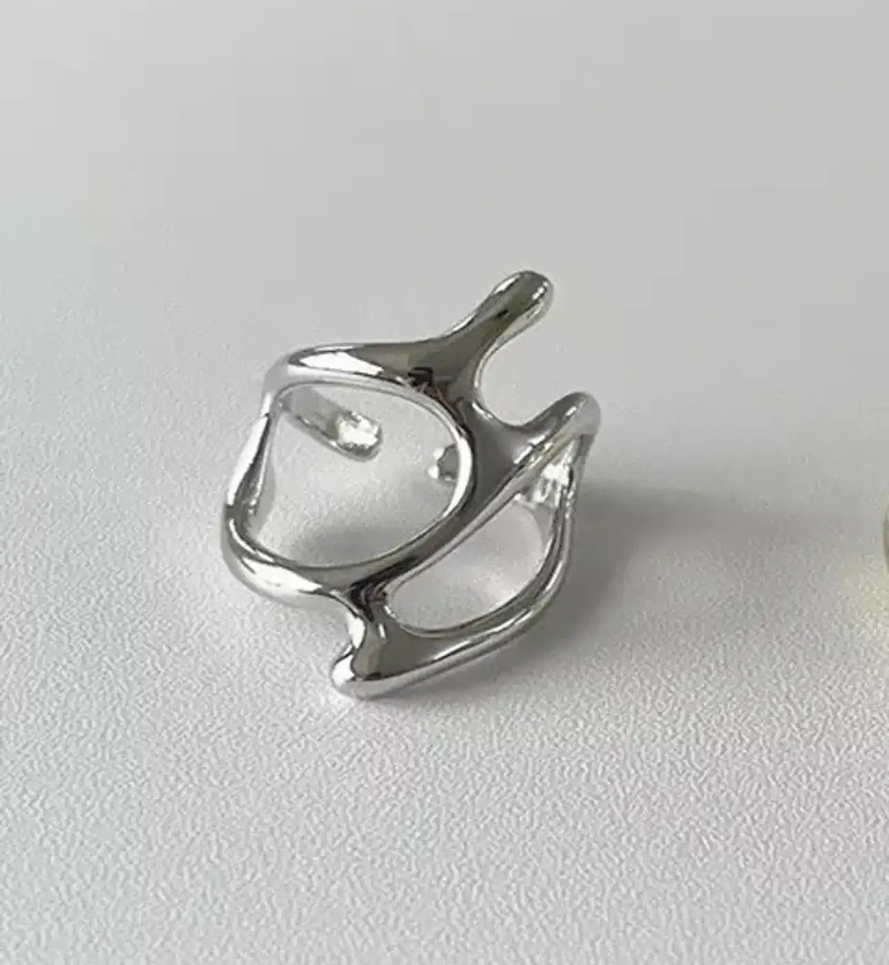 Jewelry Abstract Ring Slime Silver Modern Punk Art Psychedelic Size ONE SIZE - 2 Thumbnail