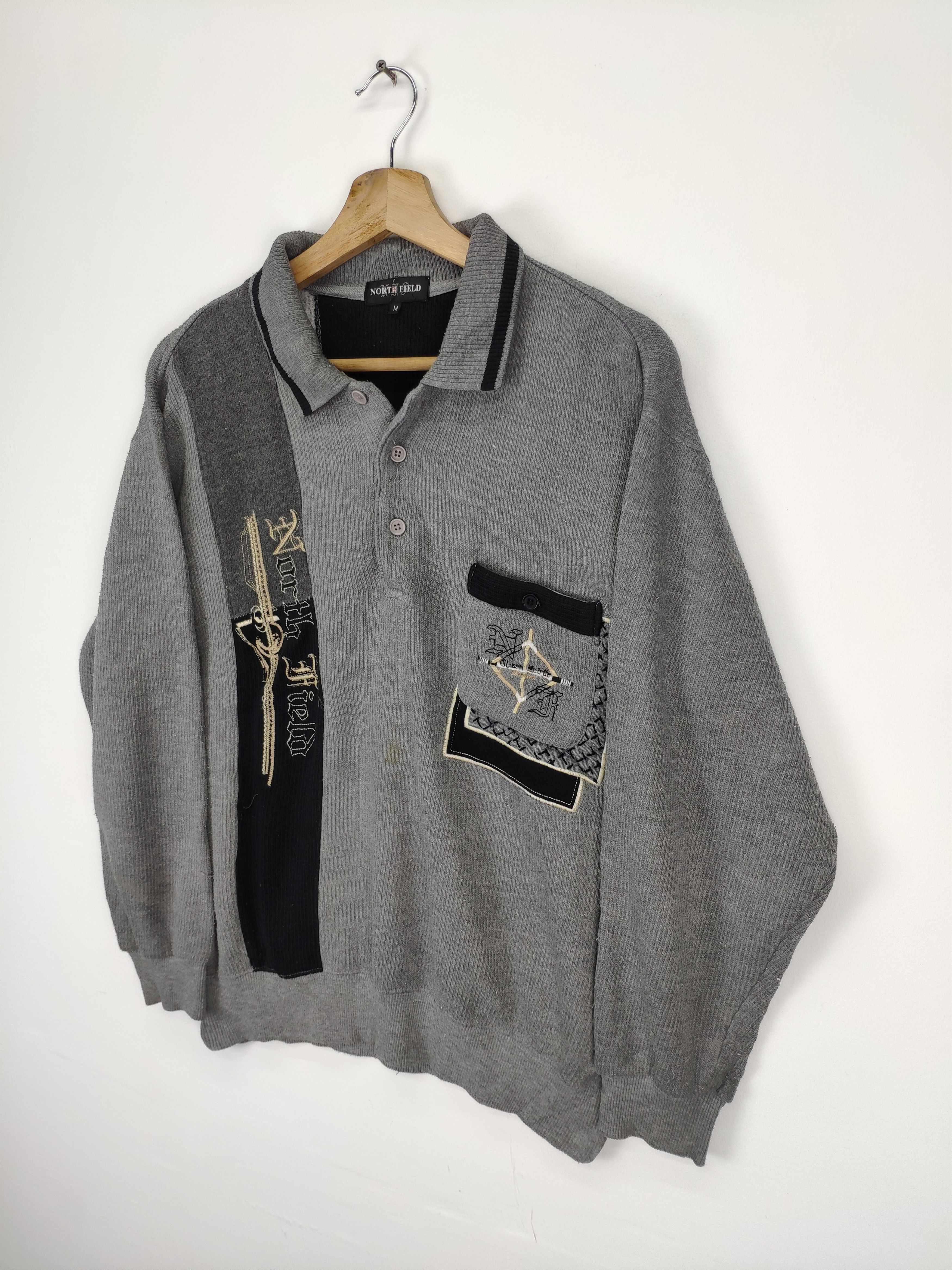 Japanese Brand × Vintage Vintage Polo Shirt Long Sleeve by North Field Size US M / EU 48-50 / 2 - 2 Thumbnail