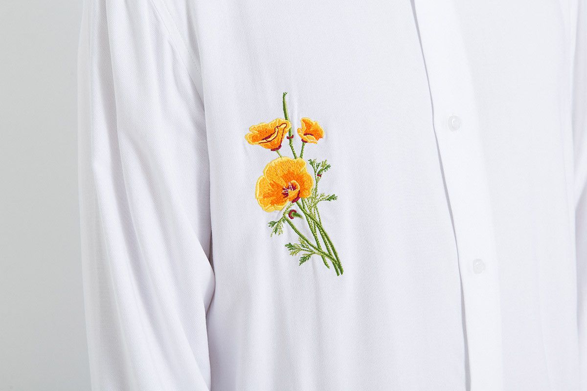 Soulland Bruta white floral embroidered capsule shirt S 46