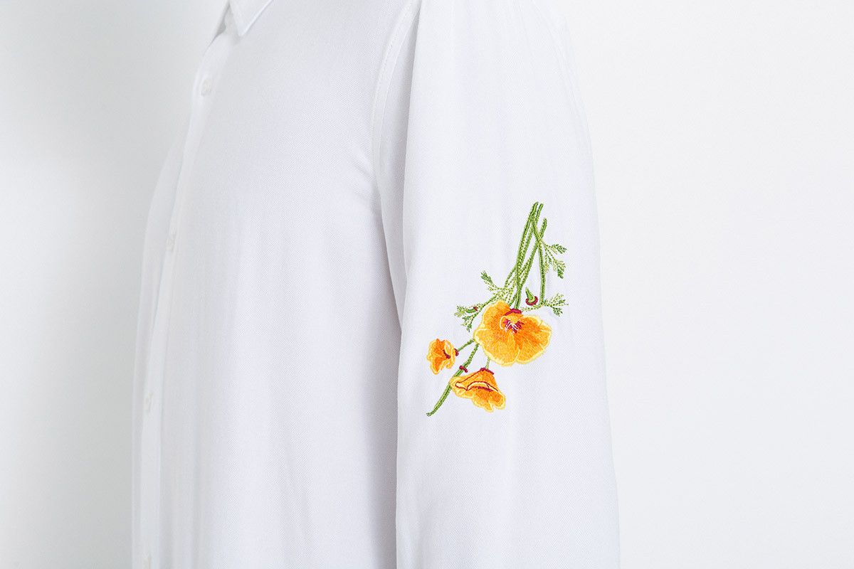 Soulland Bruta white floral embroidered capsule shirt S 46