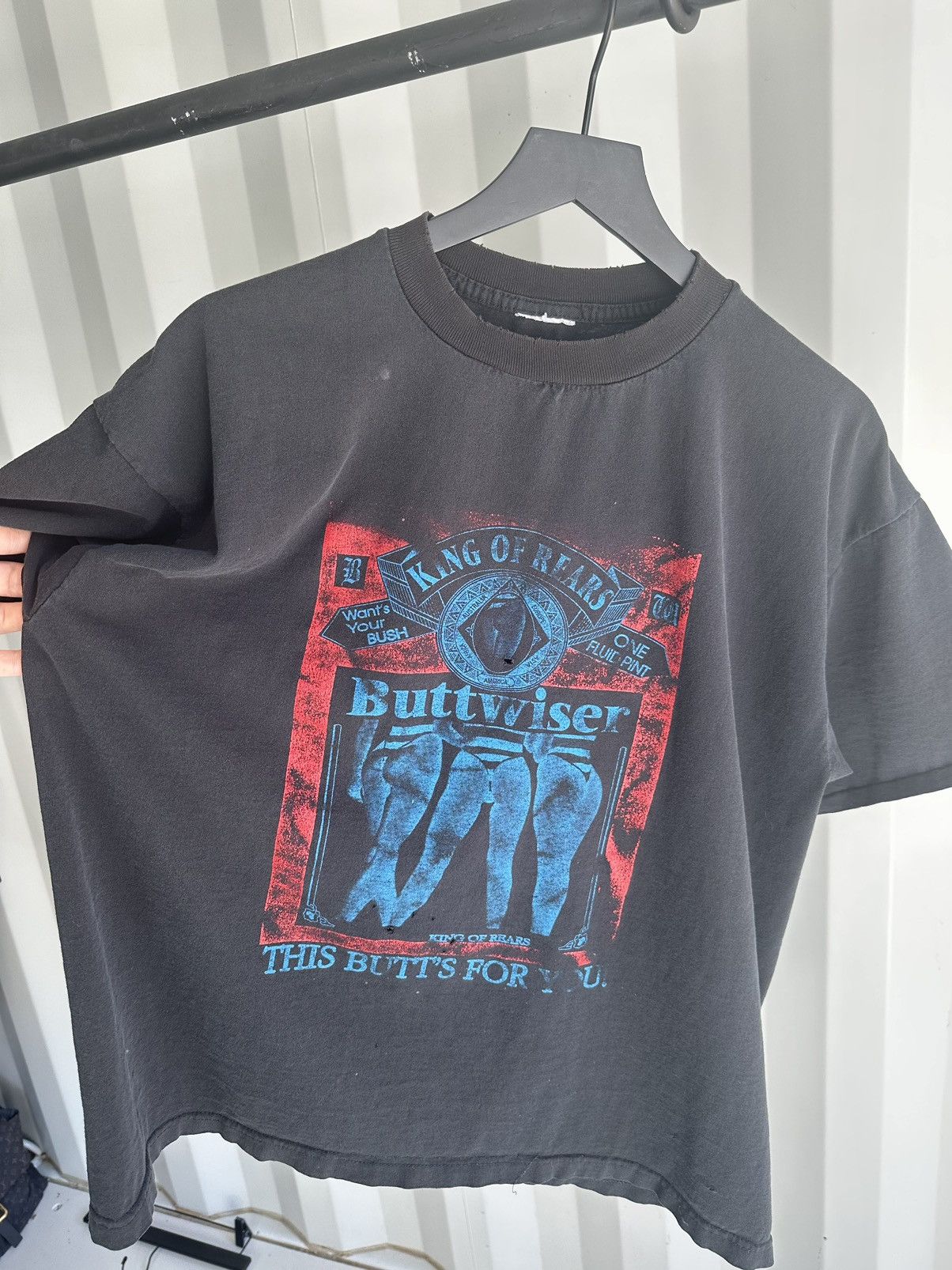 Buttwiser King of Rears Tee Thrashed Distressed Erd Grunge