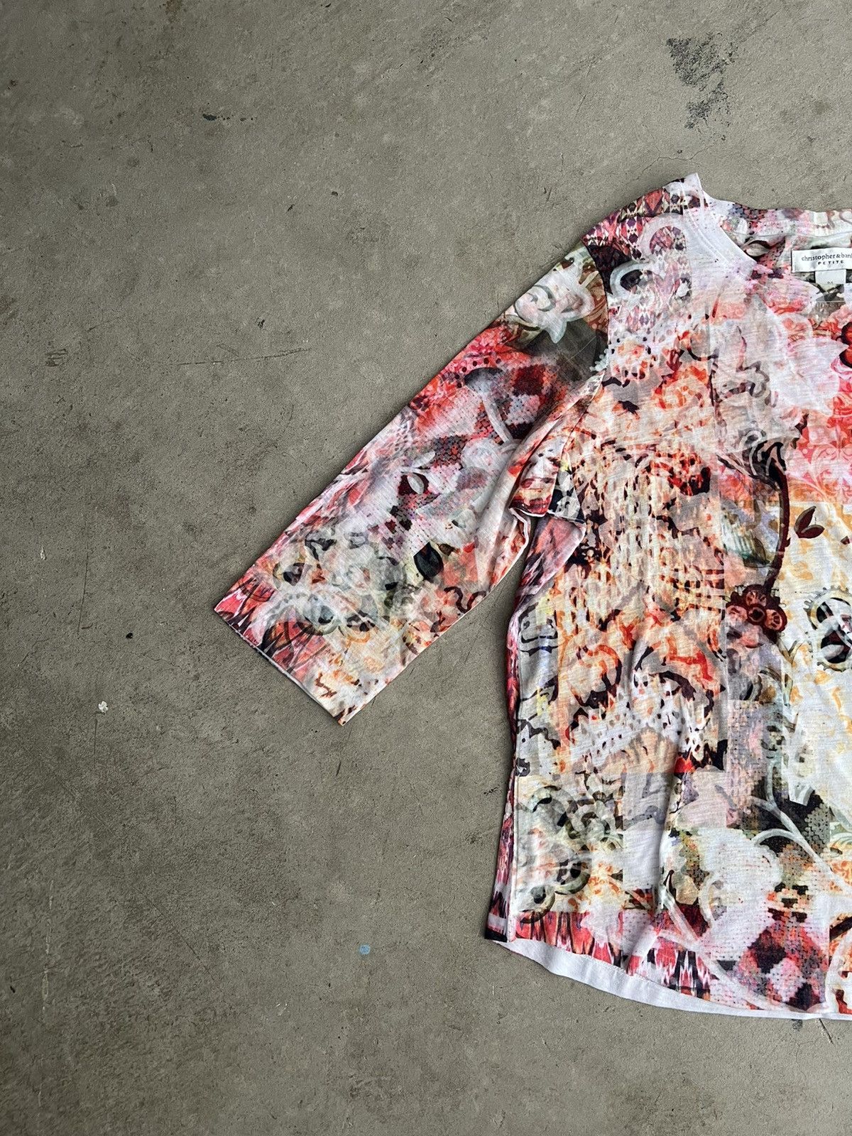 Japanese Brand Christopher & Banks Psychedelic Floral Shirt Size L / US 10 / IT 46 - 2 Thumbnail