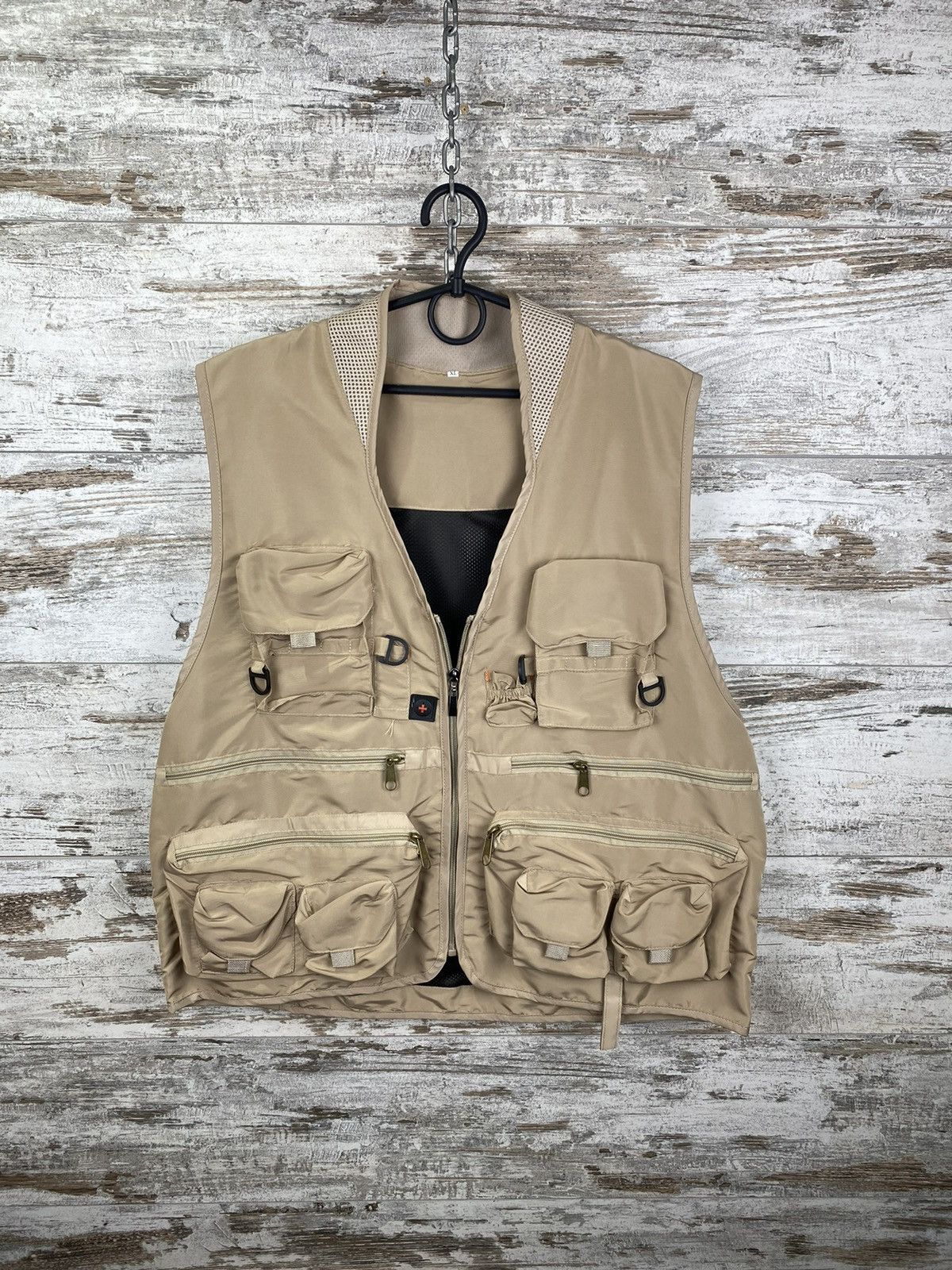 Pre-owned Vintage Mens  Multipocket Vest Streetwear Y2k Military In Beige