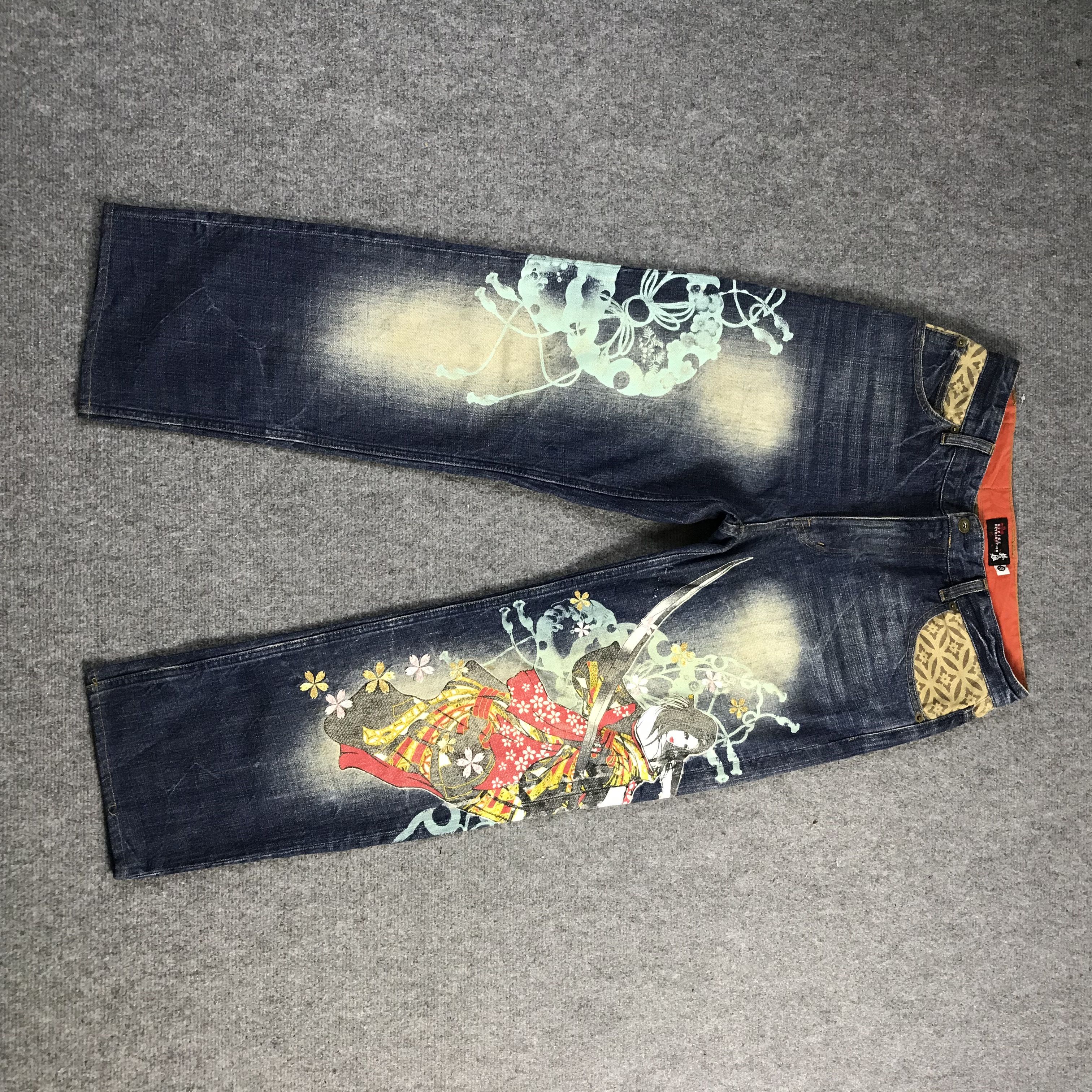 image of 20471120 ' Embroidery Sakura Warrior Denime in Faded Blue, Men's (Size 30)
