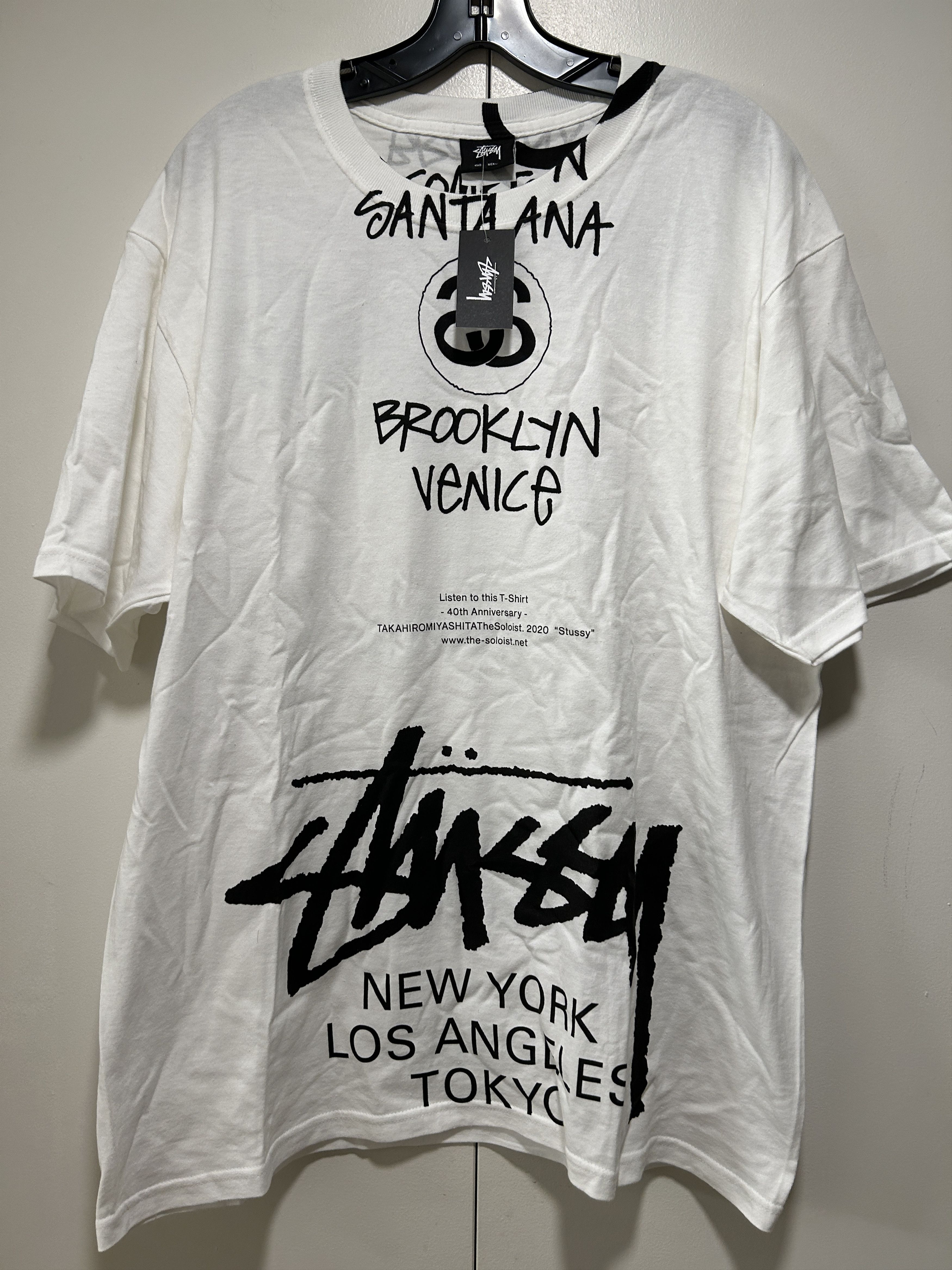 image of Stussy X Takahiro Miyashita The Soloist World Tour T Shirt in White, Men's (Size Large)
