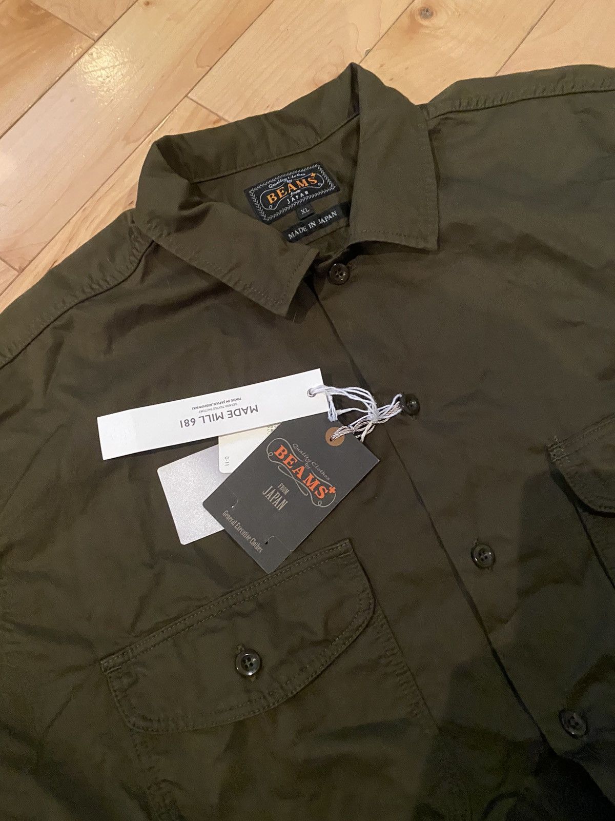 Beams Plus Cotton Twill Olive Work Shirt Size US XL / EU 56 / 4 - 2 Thumbnail