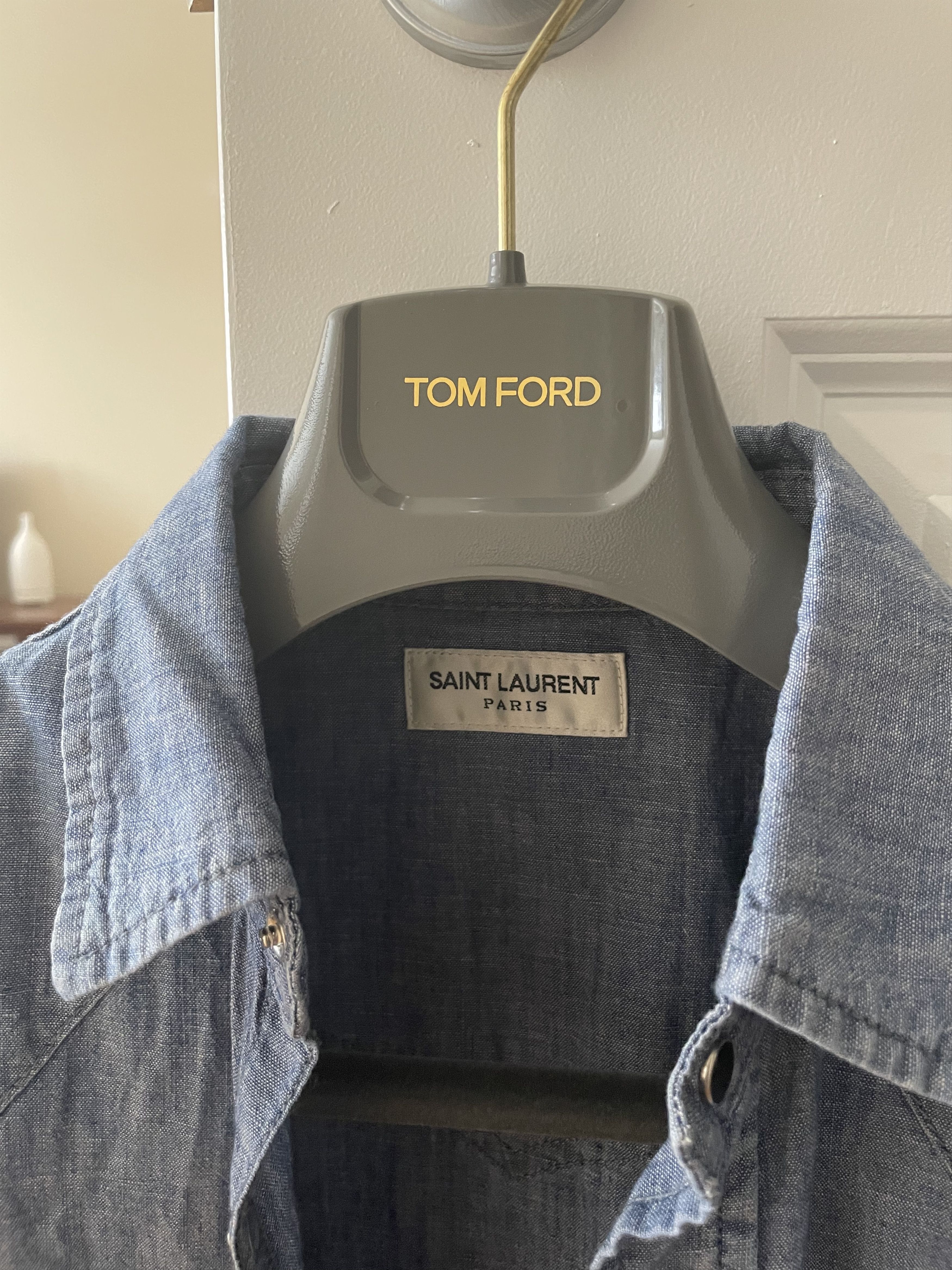 Hedi Slimane × Saint Laurent Paris Saint Laurent linen western denim shirt Size US M / EU 48-50 / 2 - 4 Thumbnail
