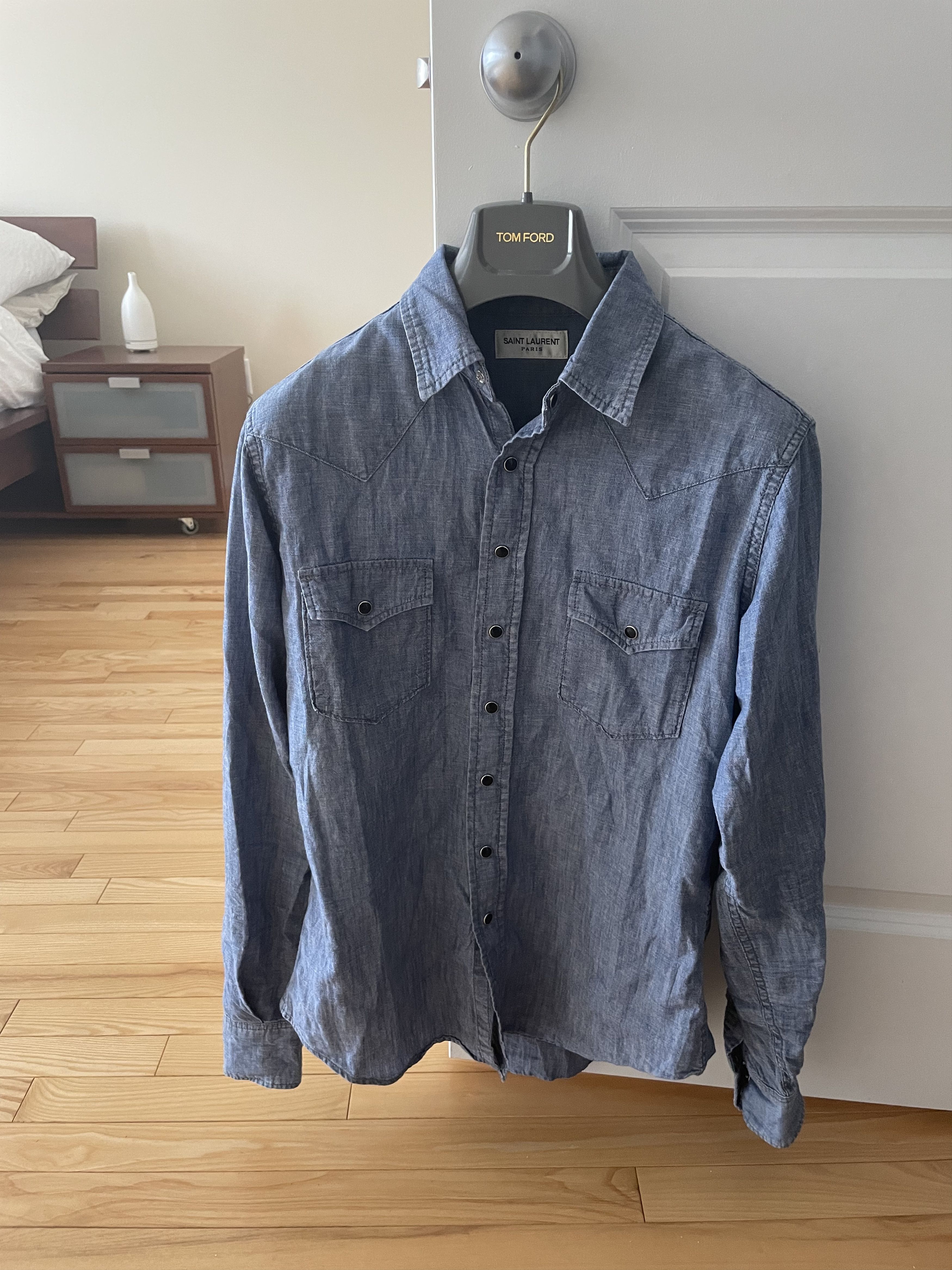 Hedi Slimane × Saint Laurent Paris Saint Laurent linen western denim shirt Size US M / EU 48-50 / 2 - 2 Thumbnail