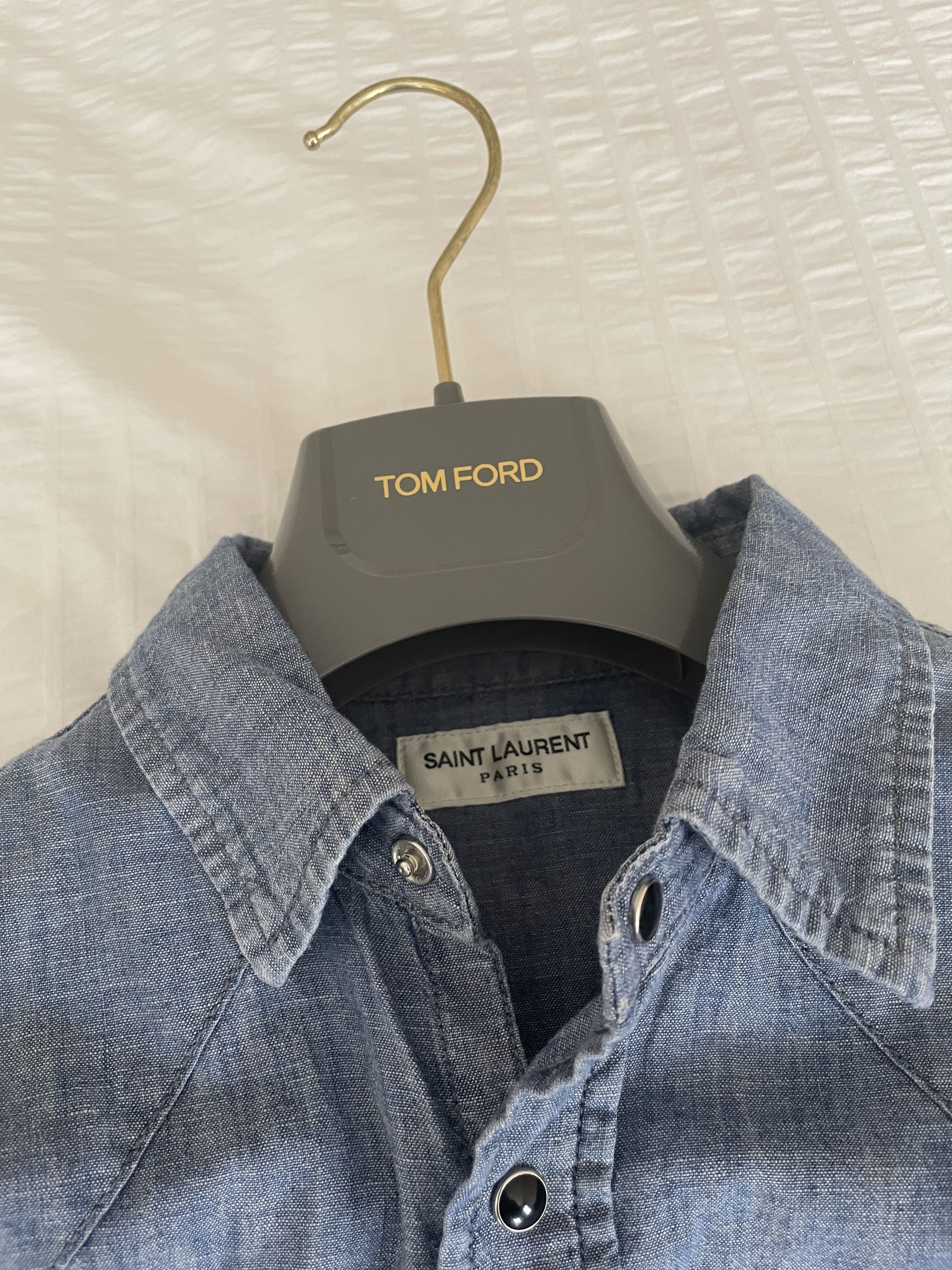 Hedi Slimane × Saint Laurent Paris Saint Laurent linen western denim shirt Size US M / EU 48-50 / 2 - 9 Thumbnail