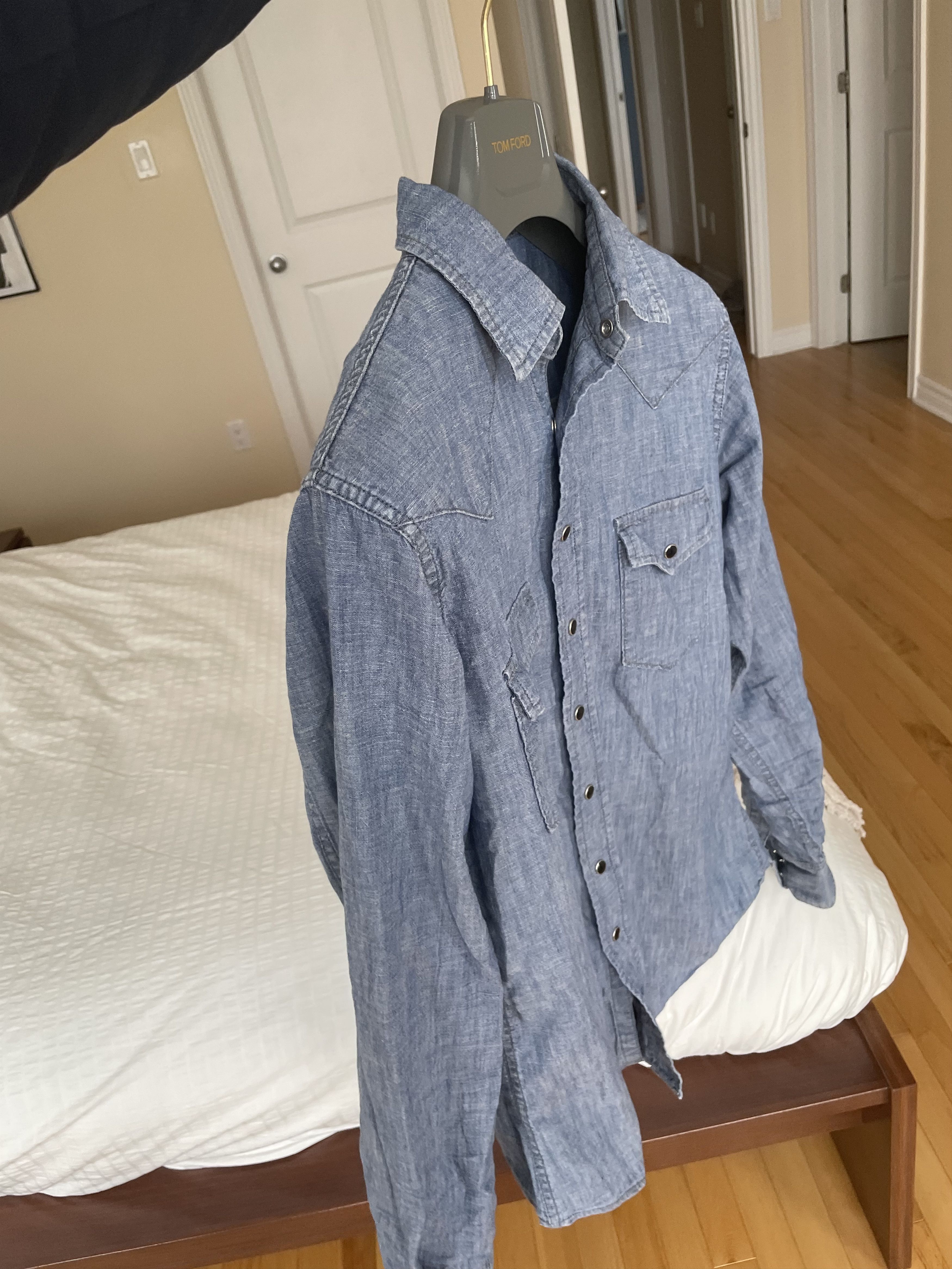 Hedi Slimane × Saint Laurent Paris Saint Laurent linen western denim shirt Size US M / EU 48-50 / 2 - 6 Thumbnail