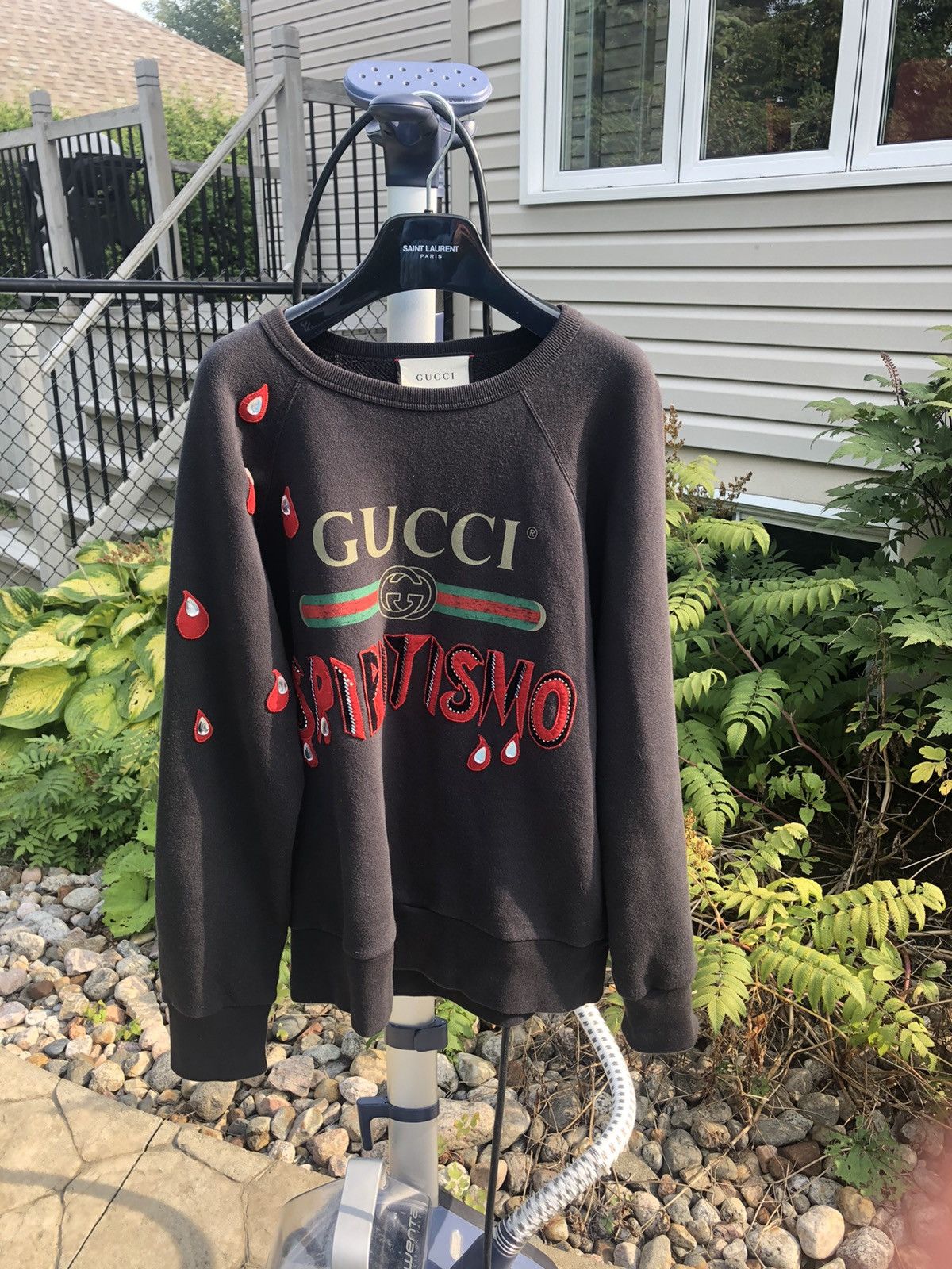 Image of Gucci Spiritismo Logo GG Sweater Crewneck in Black, Men's (Size Small)