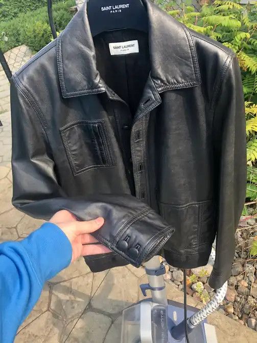 Hedi Slimane × Saint Laurent Paris Saint Laurent Leather Trucker jacket Size US S / EU 44-46 / 1 - 2 Thumbnail