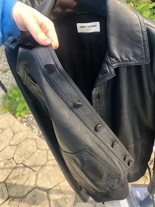 Hedi Slimane × Saint Laurent Paris Saint Laurent Leather Trucker jacket Size US S / EU 44-46 / 1 - 5 Thumbnail