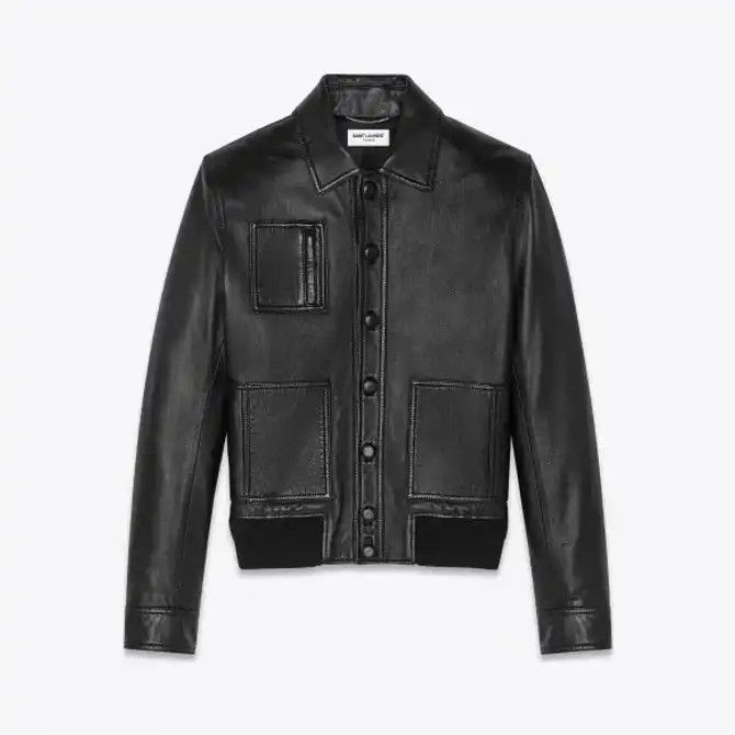 Hedi Slimane × Saint Laurent Paris Saint Laurent Leather Trucker jacket Size US S / EU 44-46 / 1 - 3 Thumbnail