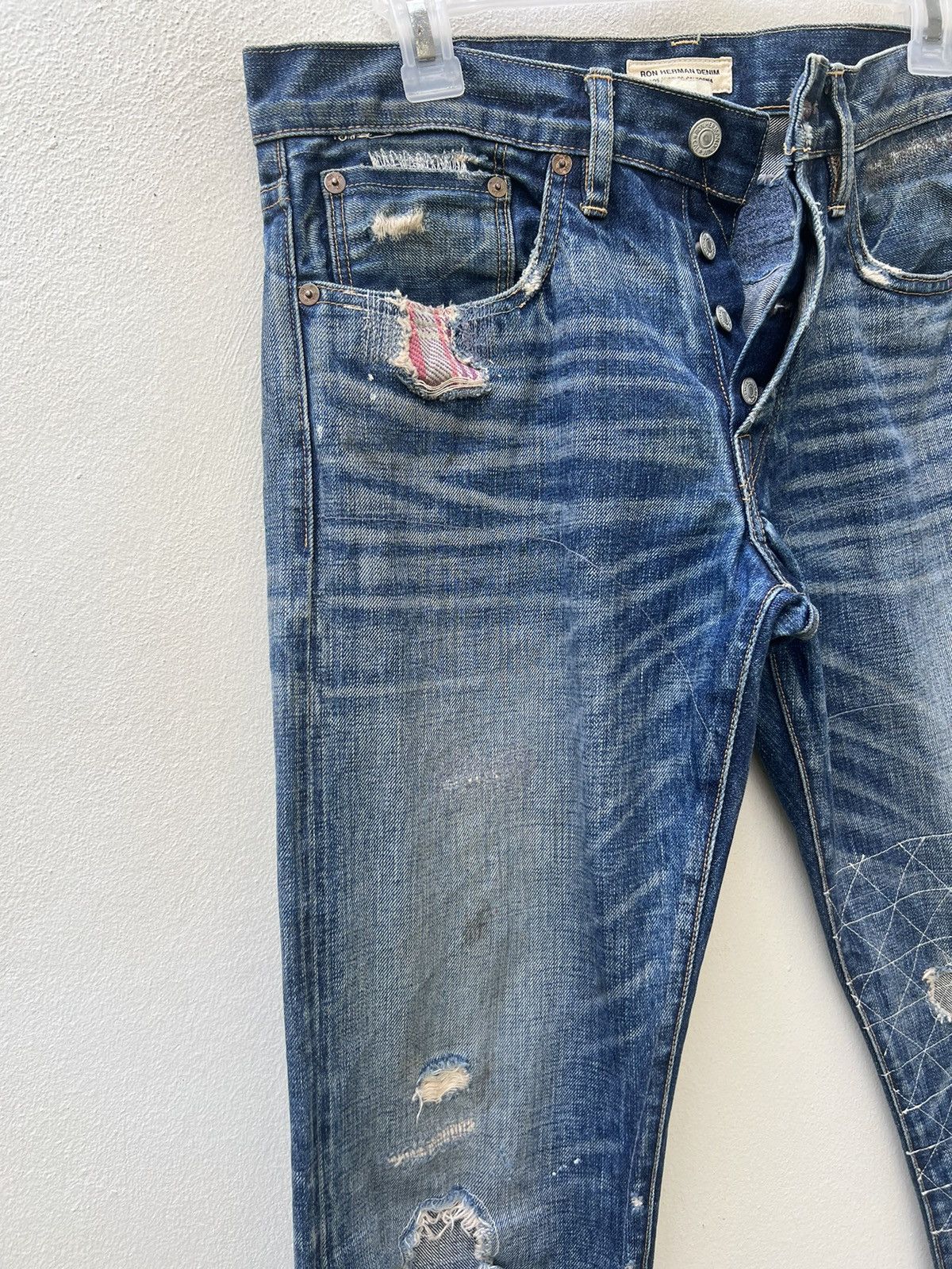 Hysteric Glamour Vintage Ron Herman RHD02 Bad Water Rips Denim Selvedge Jeans Size US 31 - 8 Thumbnail