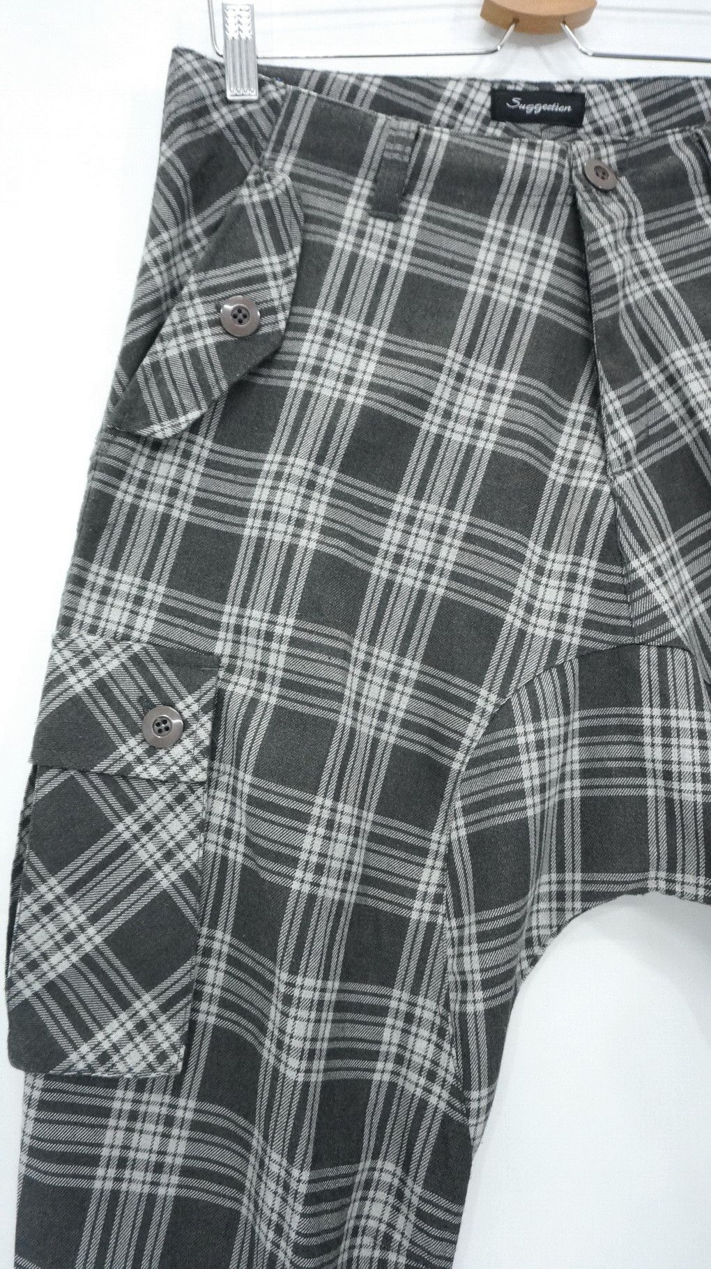 Japanese Brand Japan SUGGESTION Tartan Harem Drop Crotch Lightweight Cargo Size US 31 - 4 Thumbnail