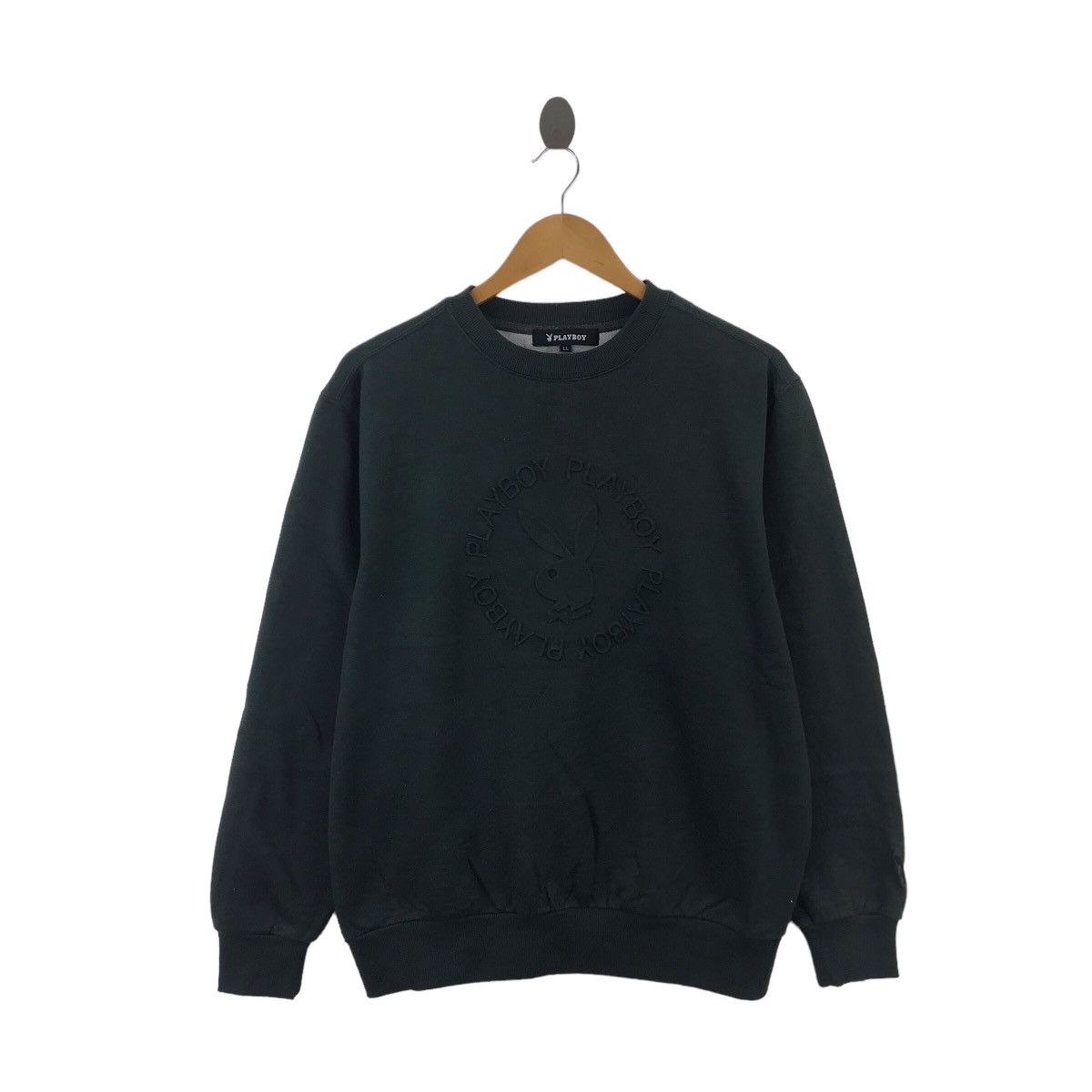 Vintage PLAYBOY Magazine Embroidered Bunny Black Sweatshirt