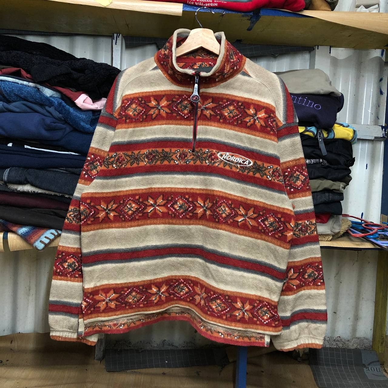 Japanese Brand Vintage Nordica skiwear Mock Neck Fleece jacket Size US L / EU 52-54 / 3 - 1 Thumbnail