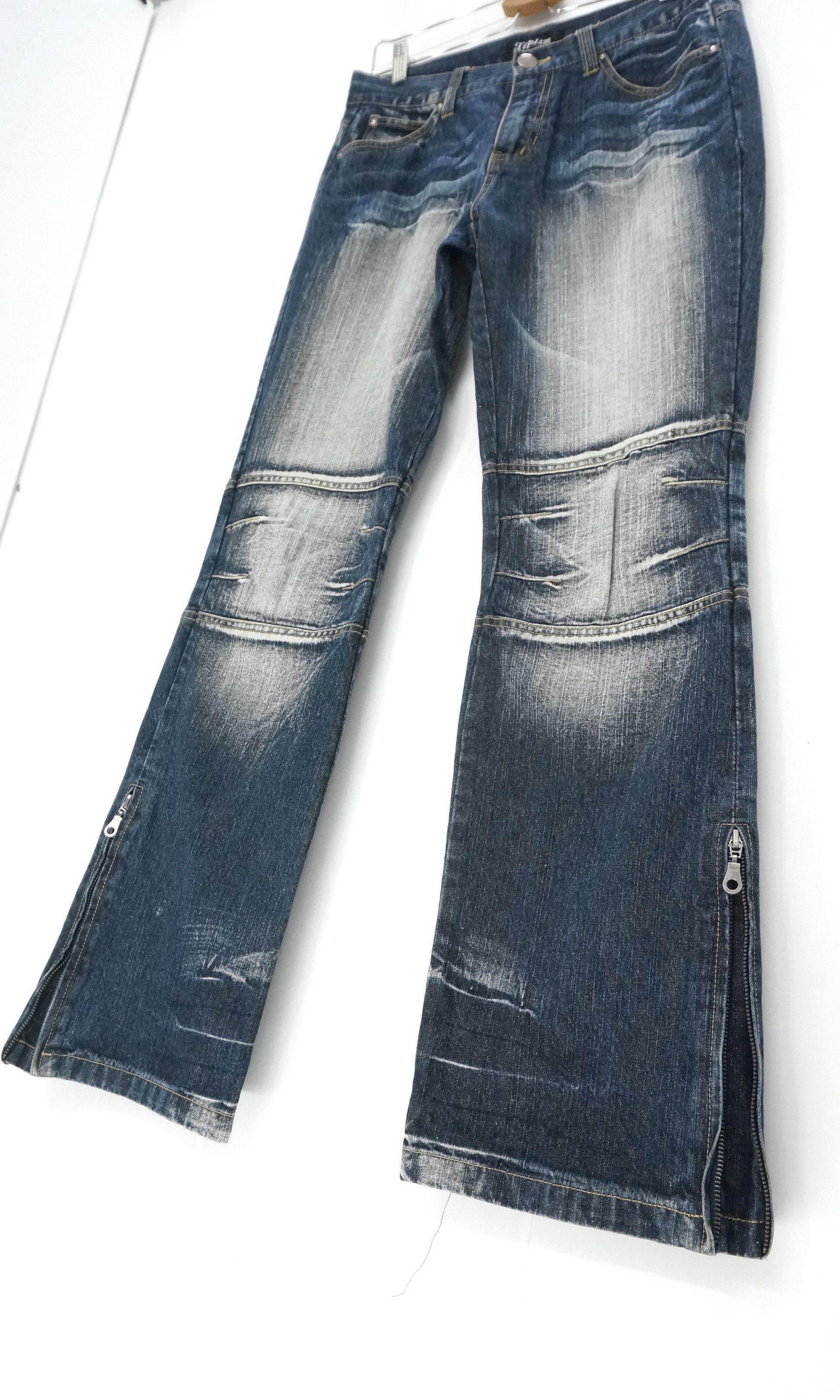 image of Flare Vintage Topism Japan Distressed Jeans in Blue Distressed, Men's (Size 30)