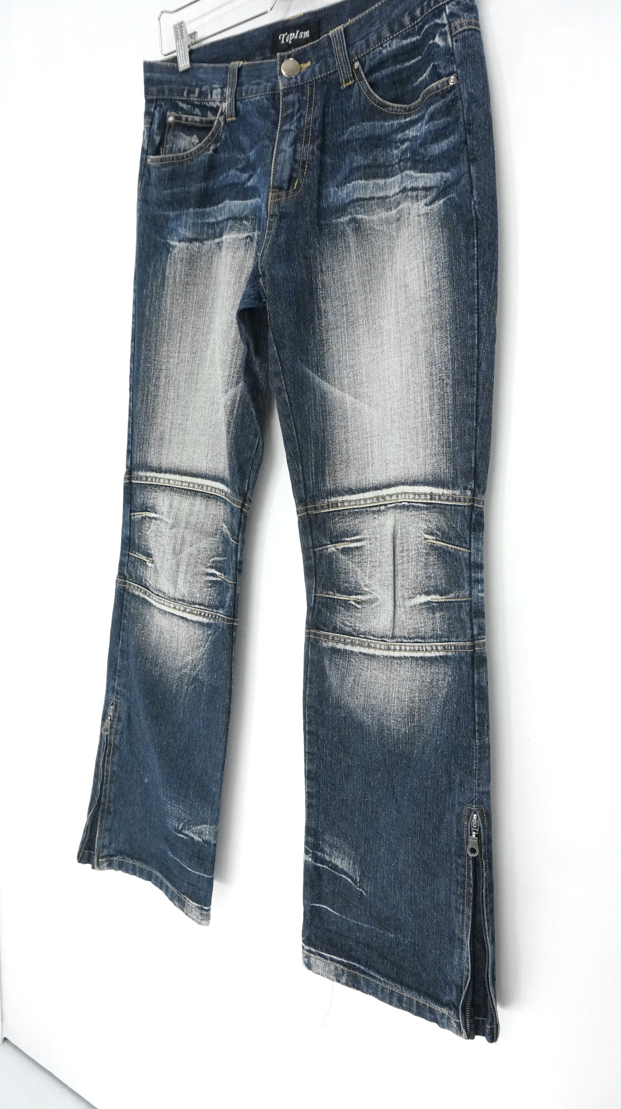 image of Flare Vintage Topism Japan Distressed Jeans in Blue Distressed, Men's (Size 30)