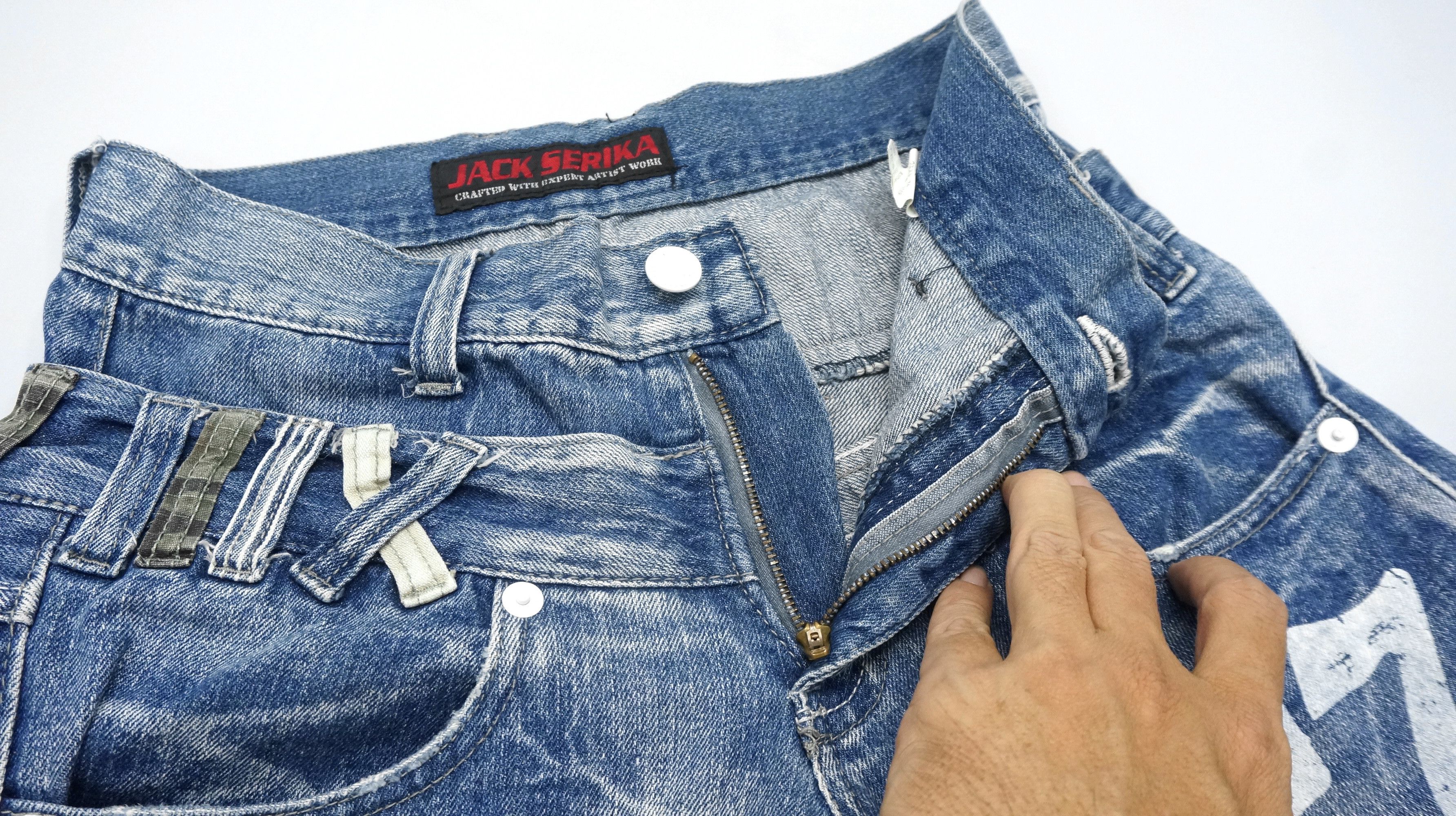 Japanese Brand VTG FLARE 🔥 JACK SERIKA Double waist Wings Blue Jeans Size US 28 / EU 44 - 10 Thumbnail