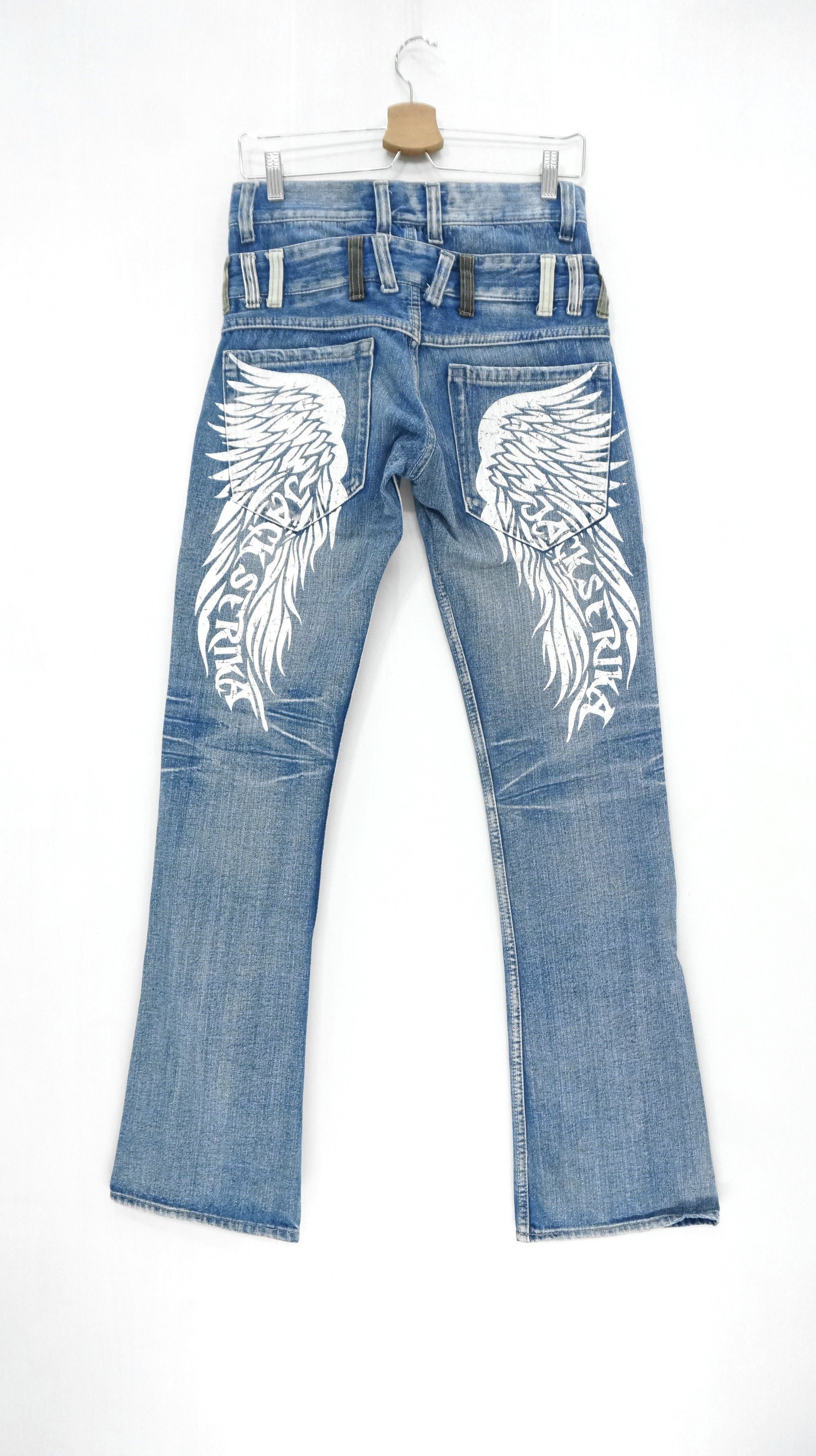 Japanese Brand VTG FLARE 🔥 JACK SERIKA Double waist Wings Blue Jeans Size US 28 / EU 44 - 1 Thumbnail