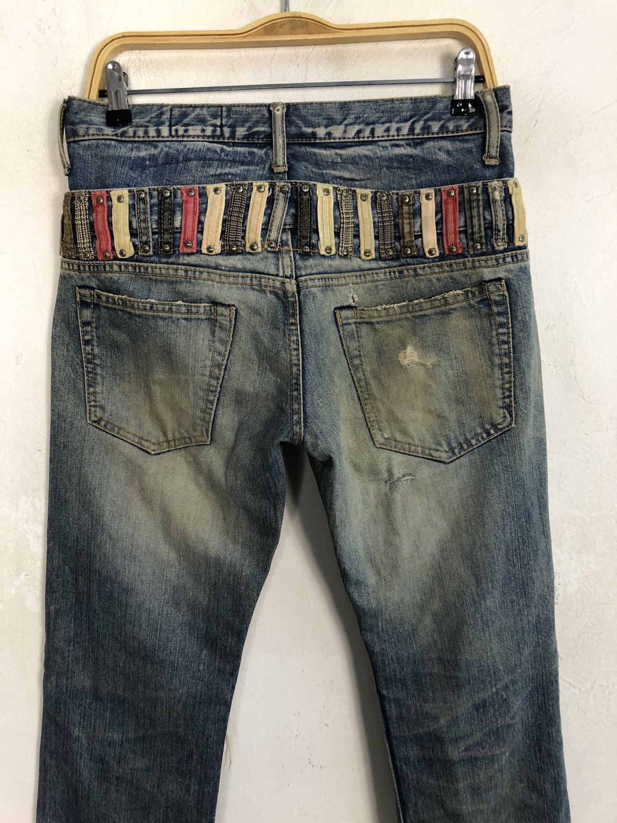 Japanese Brand Antgauge Double Waist Distressed Jeans Rare Design Size US 31 - 12 Thumbnail
