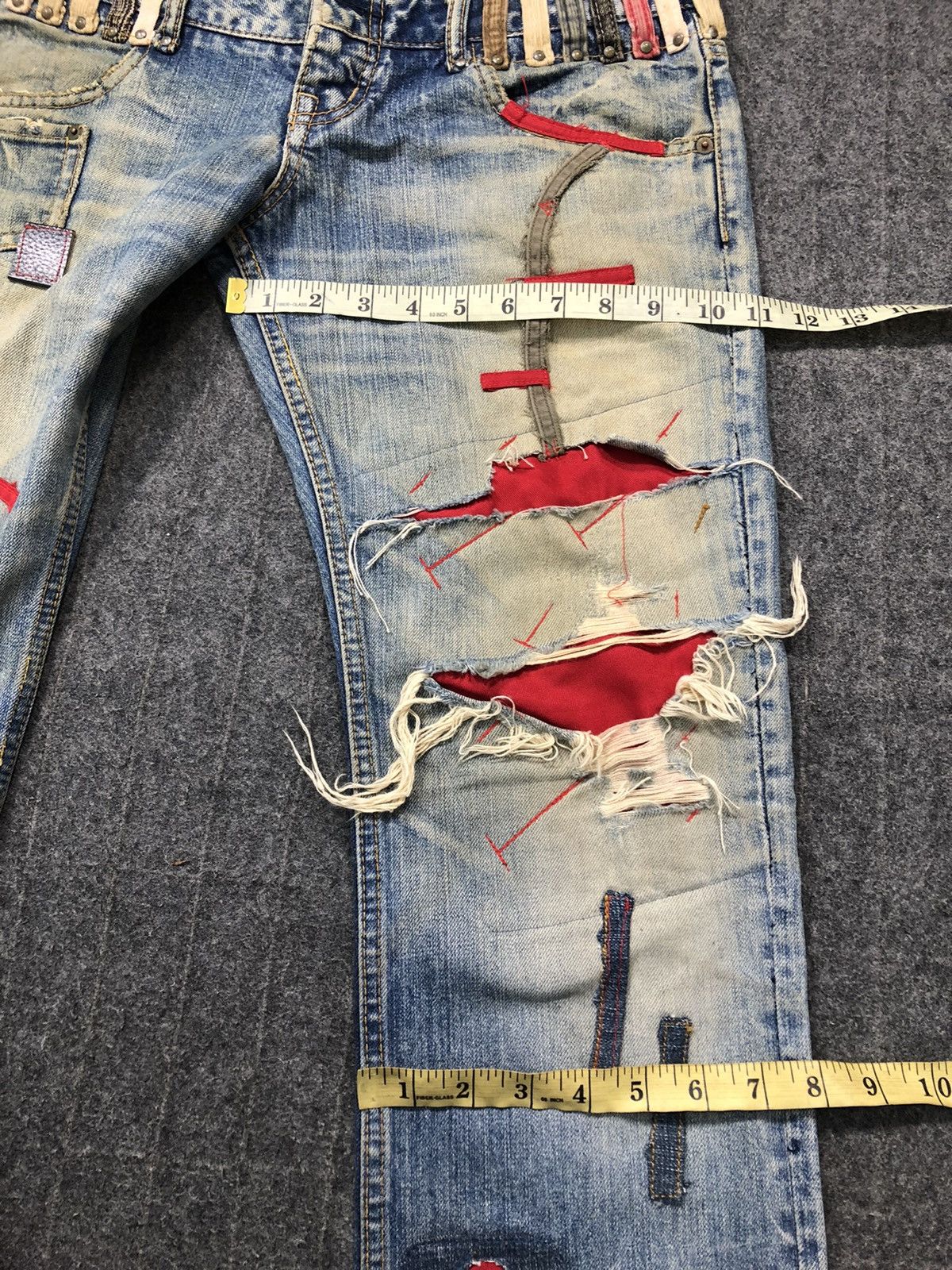 Japanese Brand Antgauge Double Waist Distressed Jeans Rare Design Size US 31 - 18 Thumbnail